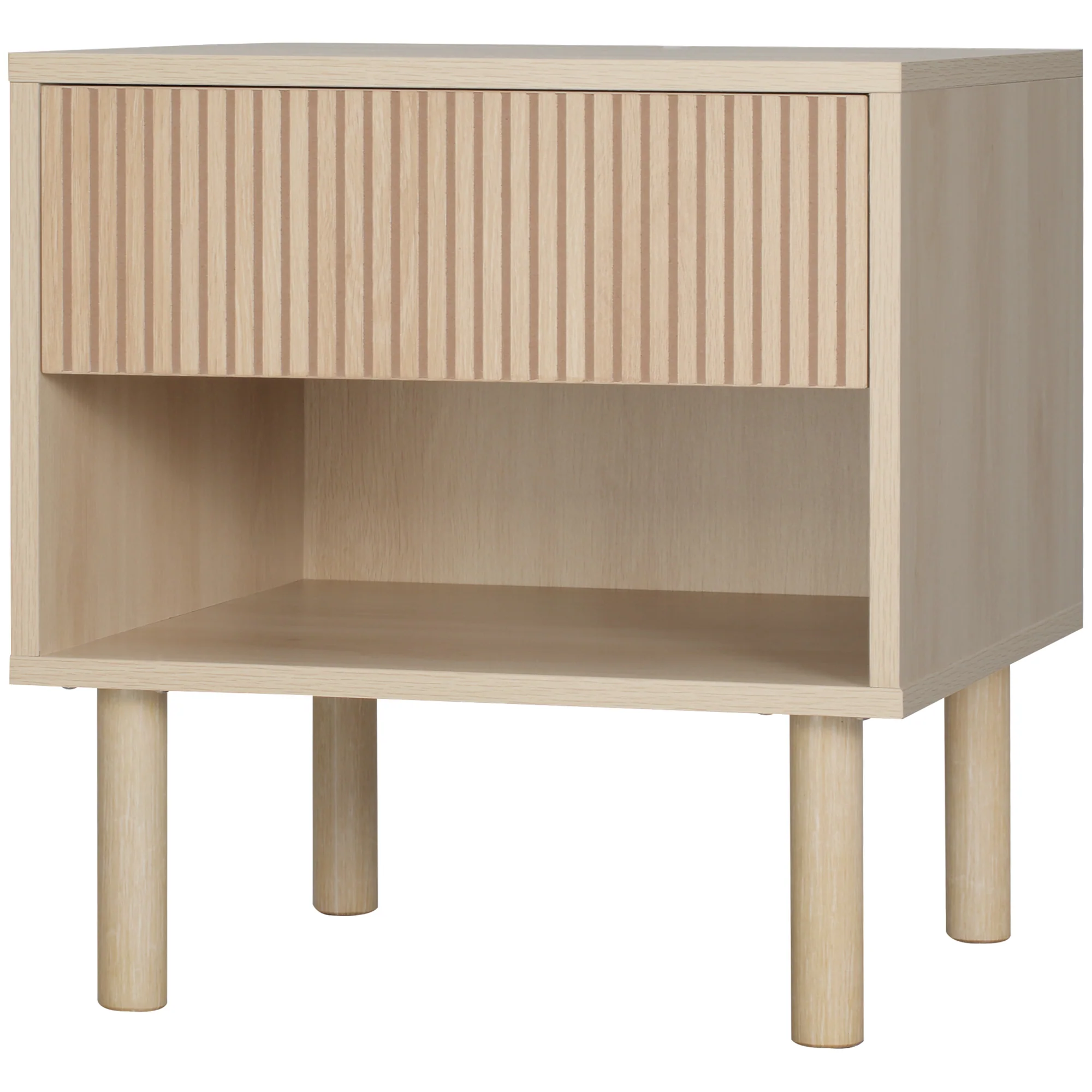 Modern Nightstand with Drawer & Open Shelf, Side End Table for Bedroom, Natural Wood - Image 2