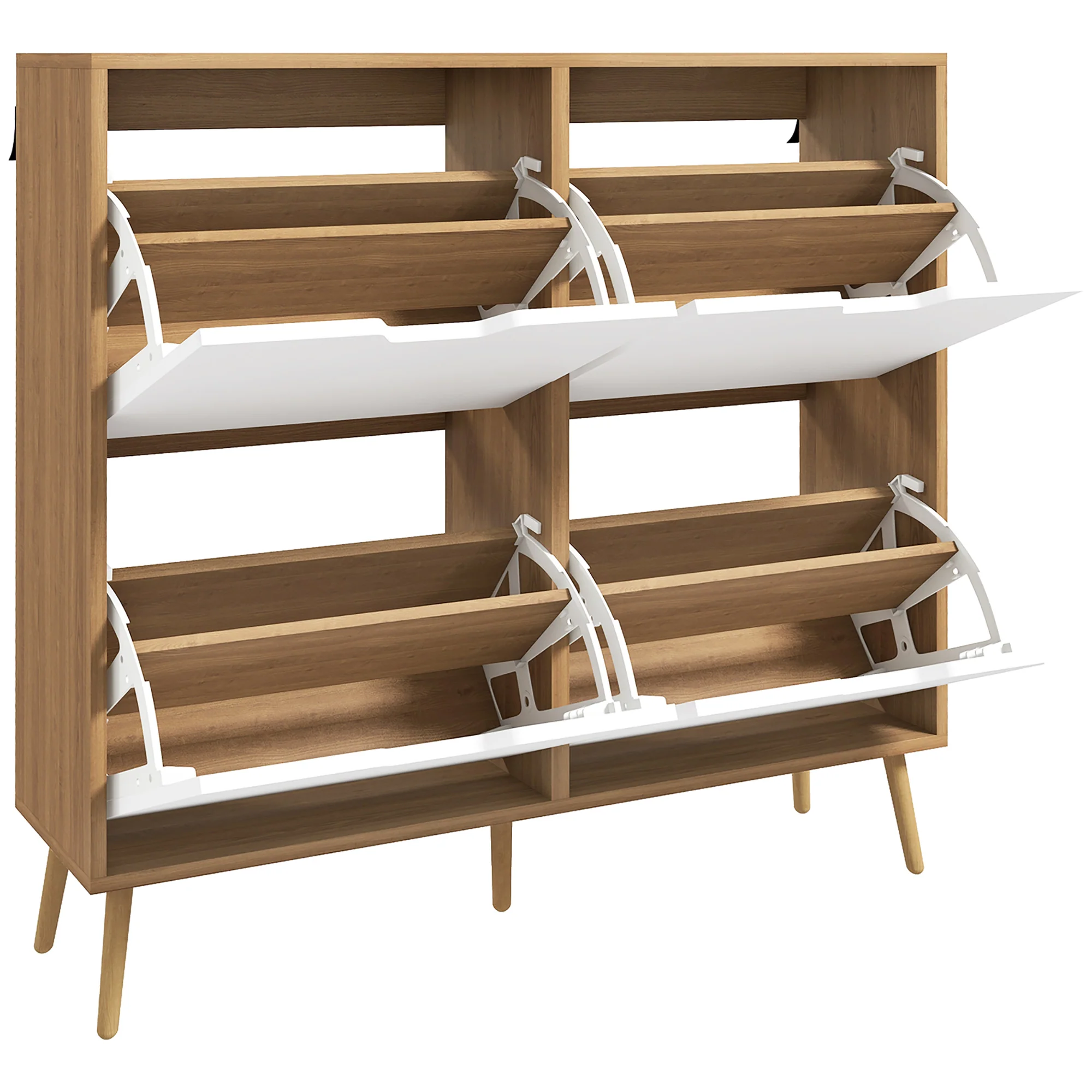 Modern Shoe Storage Cabinet with 4 Flip Drawers for 16 Pairs of Shoes, Natural - Image 2