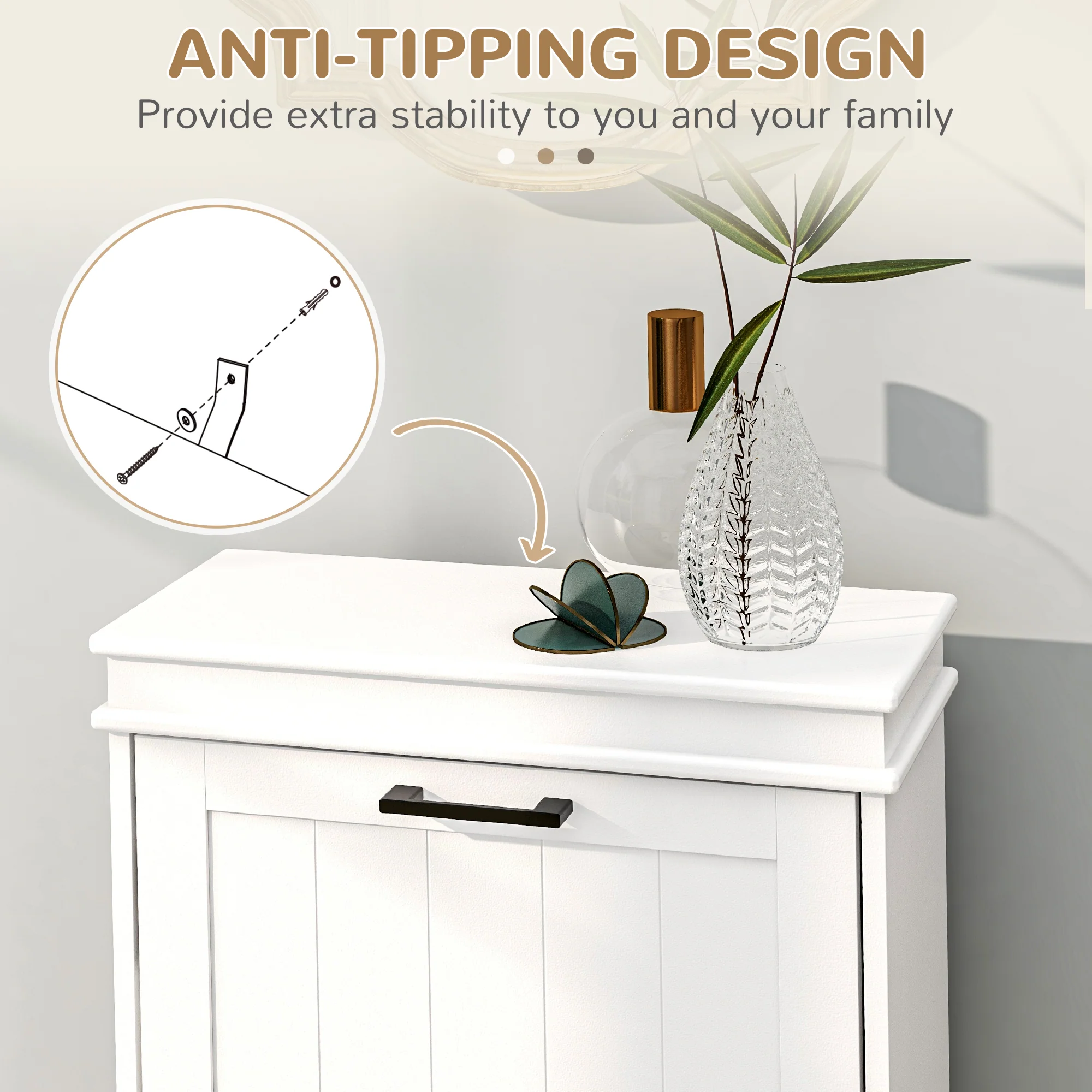 Shoe Rack Cabinet with 4 Flip Drawers and Adjustable Shelves, Holds 10 Pairs, White - Image 9