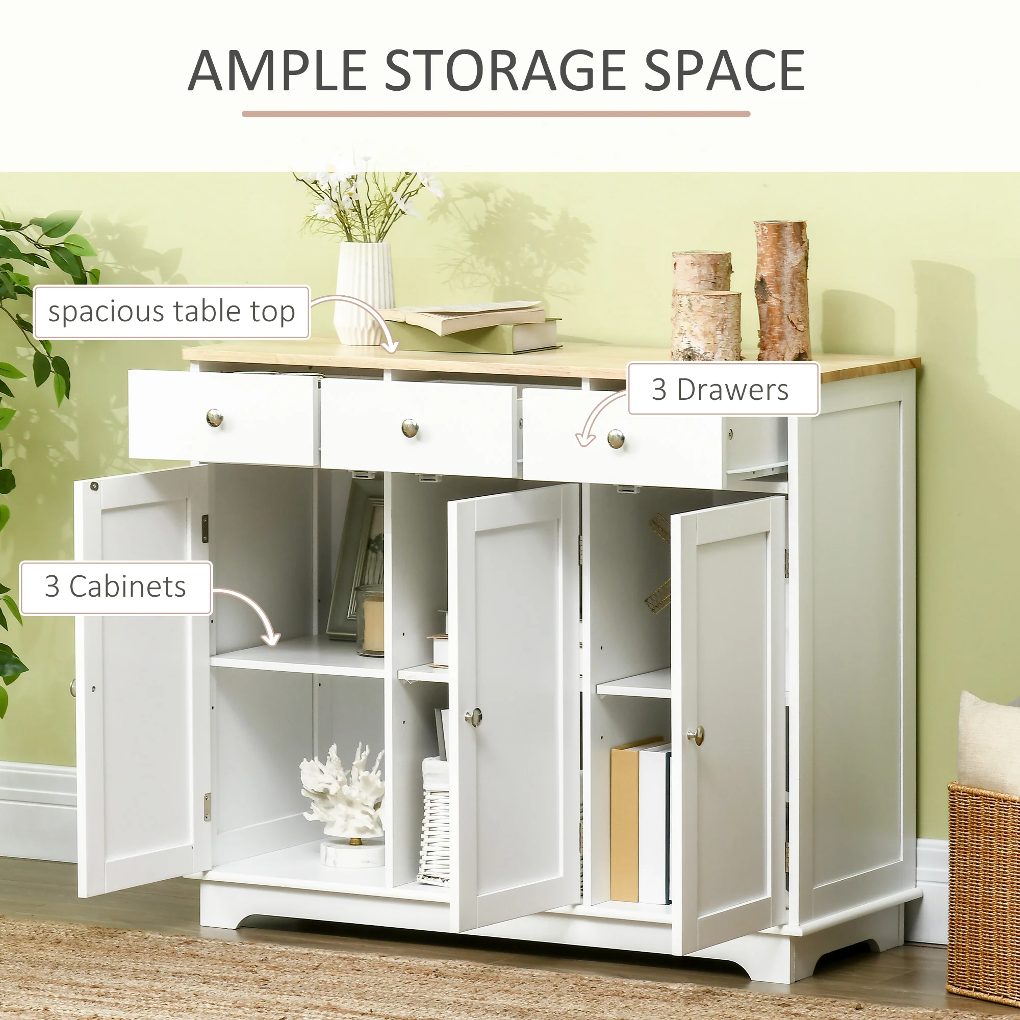 Multi-Purpose Storage Sideboard with Adjustable Shelves & Safety Design - Image 6