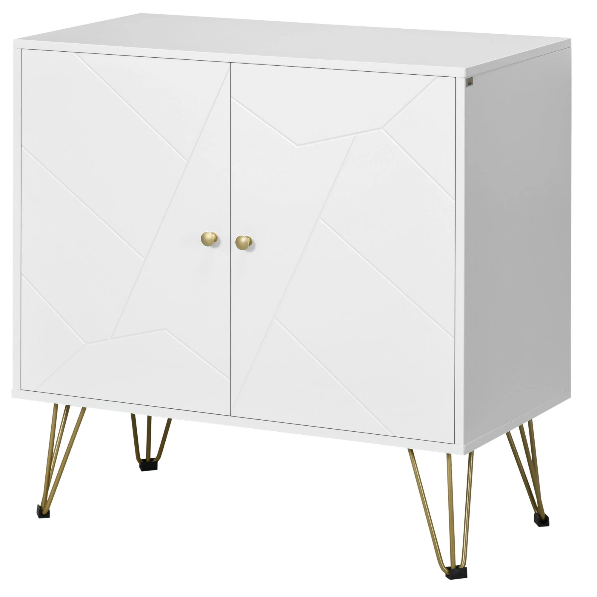 Modern Storage Cabinet Hairpin Legs, Freestanding Sideboard with Adjustable Shelves, White - Image 2
