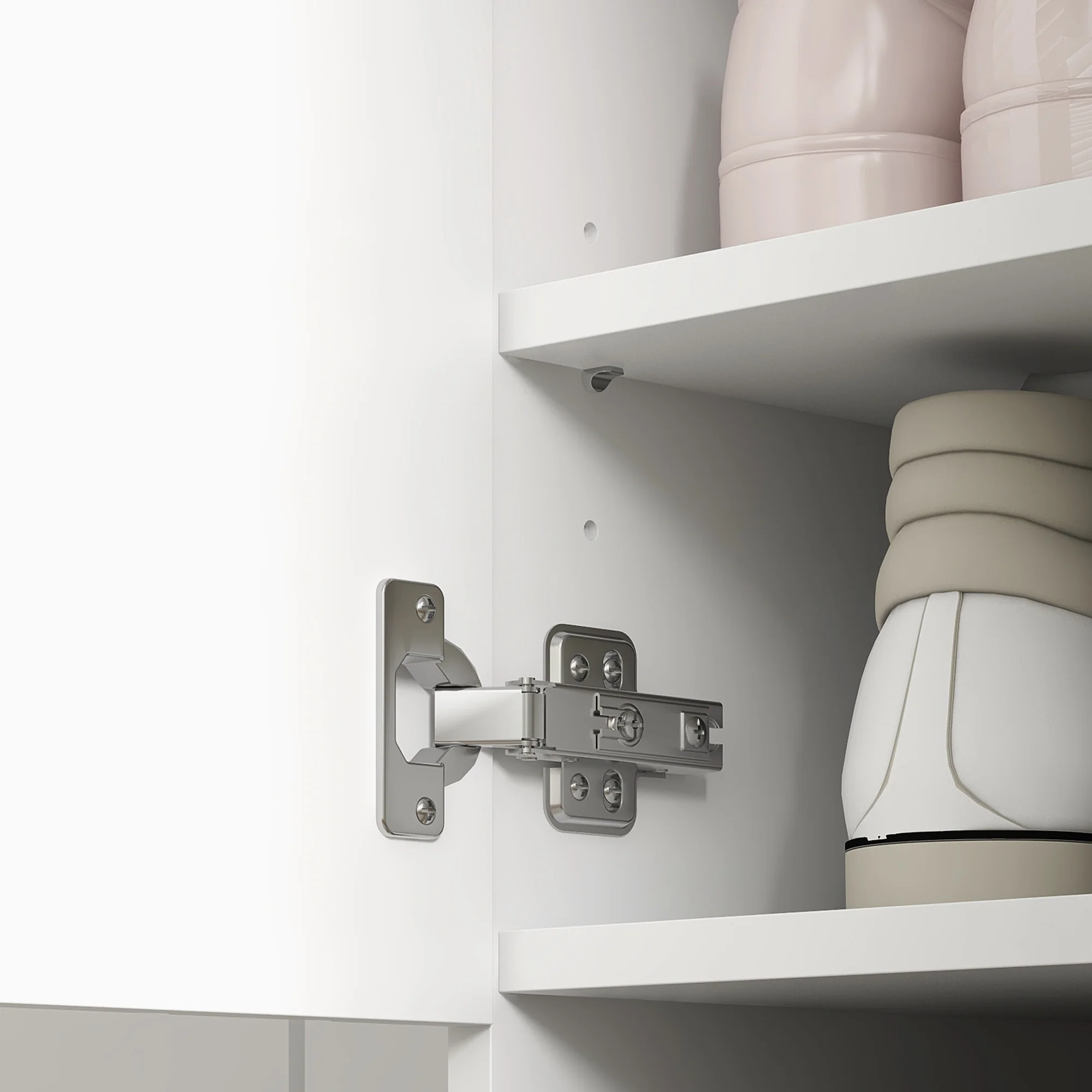 Narrow Shoe Cabinet with 2 Doors, Adjustable Shelves & Open Shelf for 15 Pairs, White - Image 10