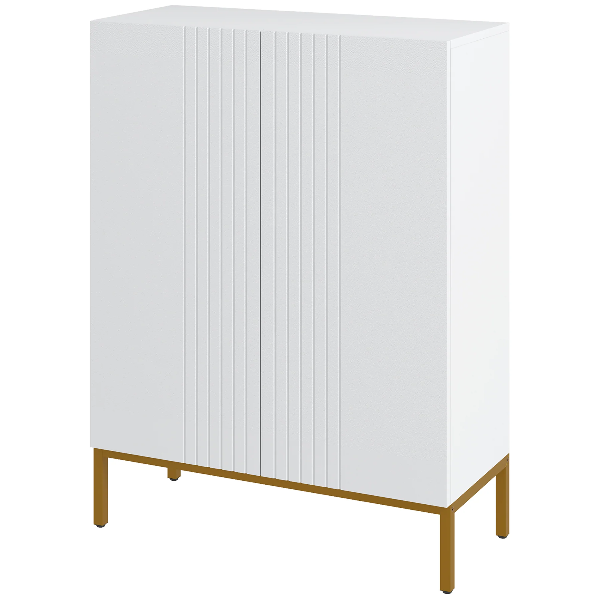Slim Shoe Cabinet w/ Adjustable Shelves & Soft-Close Hinges for 15-20 Pairs of Shoes, White - Image 2