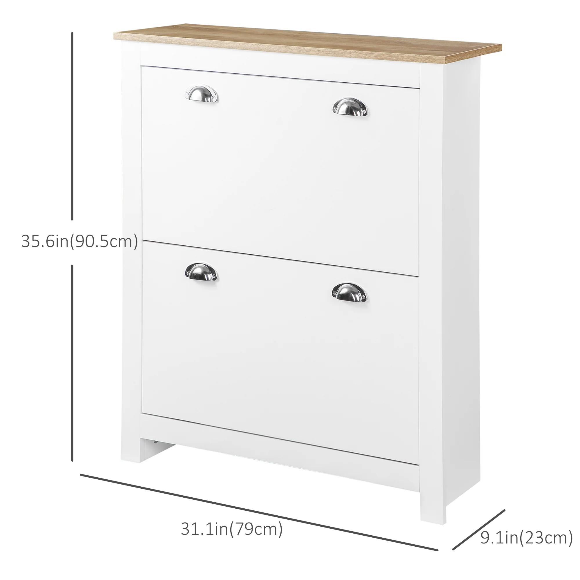 Slim Shoe Organizer Cabinet with 2 Flip Drawers for 12 Pairs for Entryway, Hallway, White - Image 5