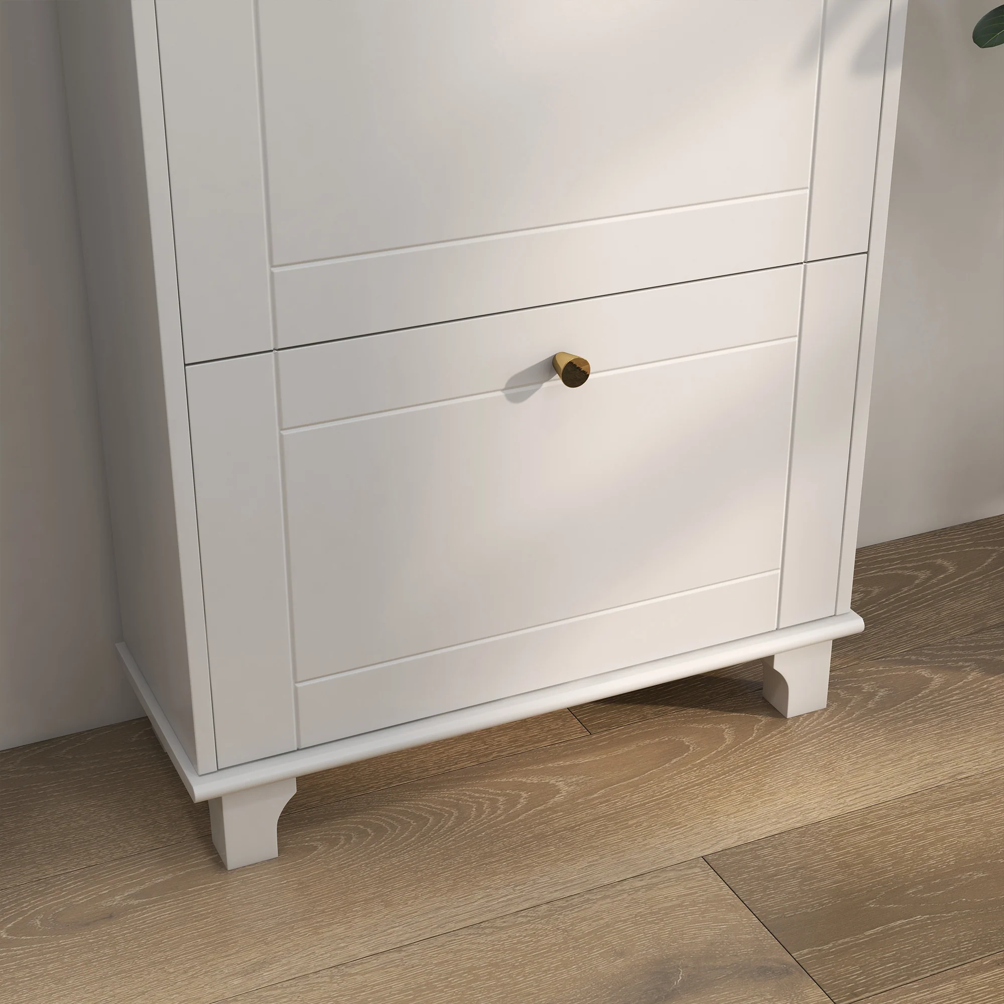 Narrow Shoe Cabinet with 3 Flip Drawers, Shoe Rack Cabinet Holds 12 Pairs of Shoes, White - Image 11