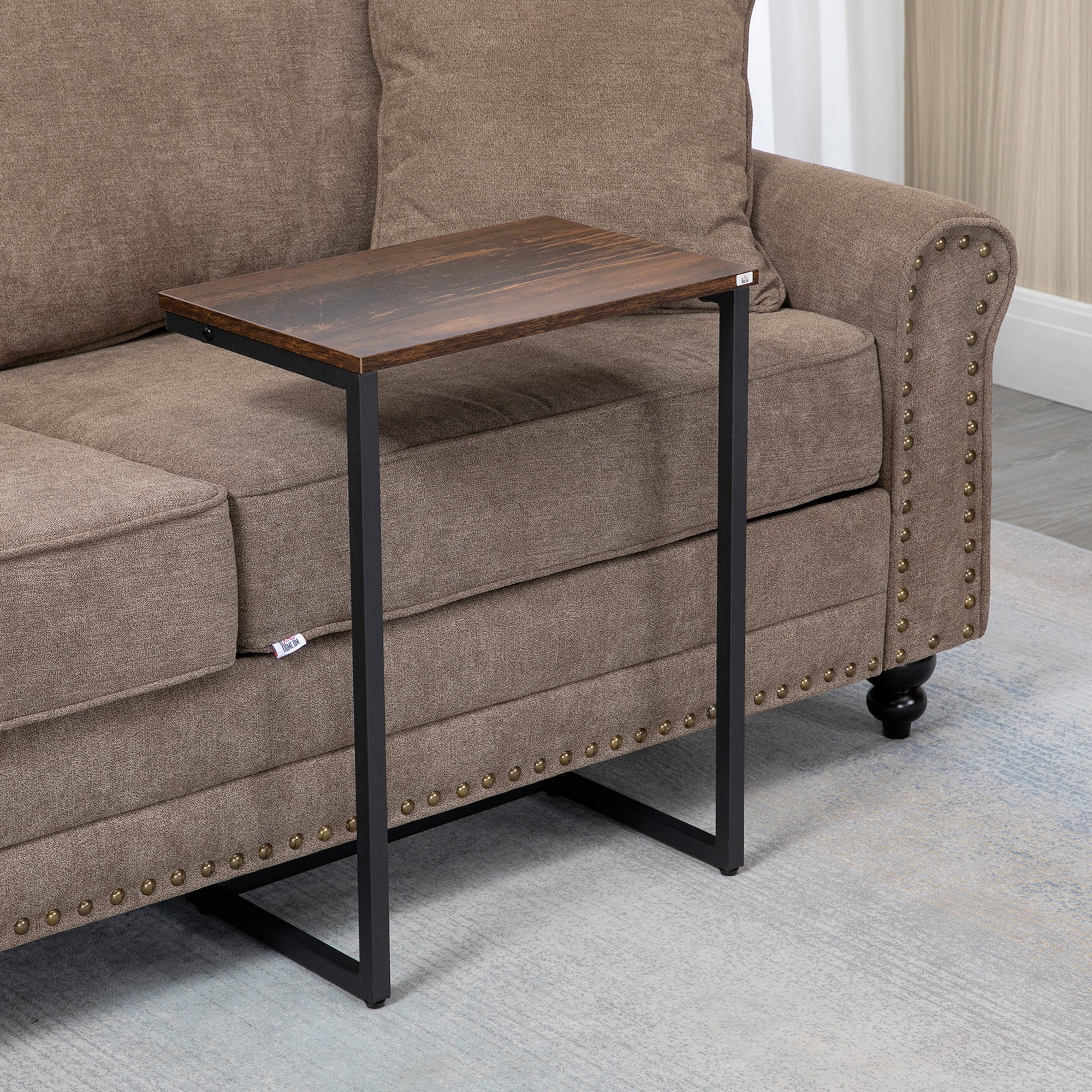 Nesting Side Tables Set of 3 with Steel Frame for Sofa Couch and Bed, Rustic Brown - Image 10