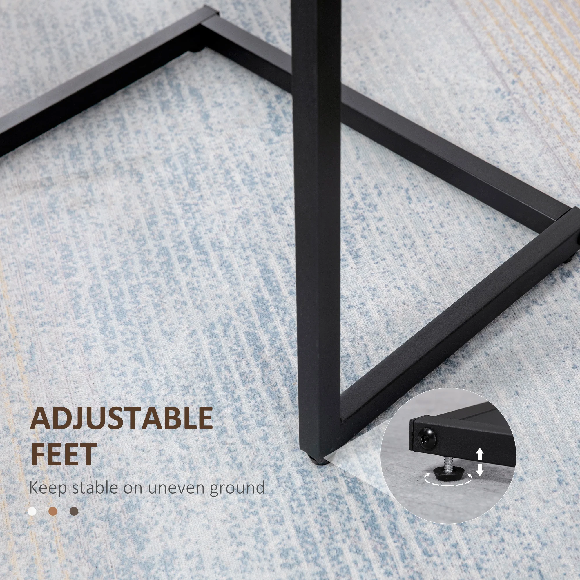 Nesting Side Tables Set of 3 with Steel Frame for Sofa Couch and Bed, Rustic Brown - Image 8