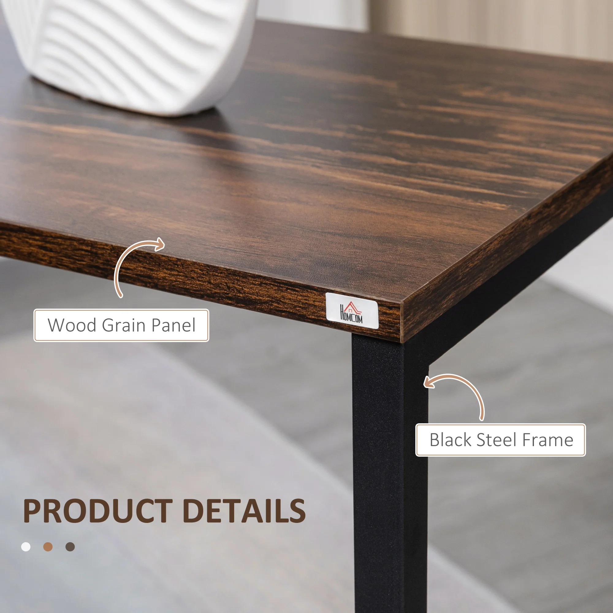 Nesting Side Tables Set of 3 with Steel Frame for Sofa Couch and Bed, Rustic Brown - Image 9