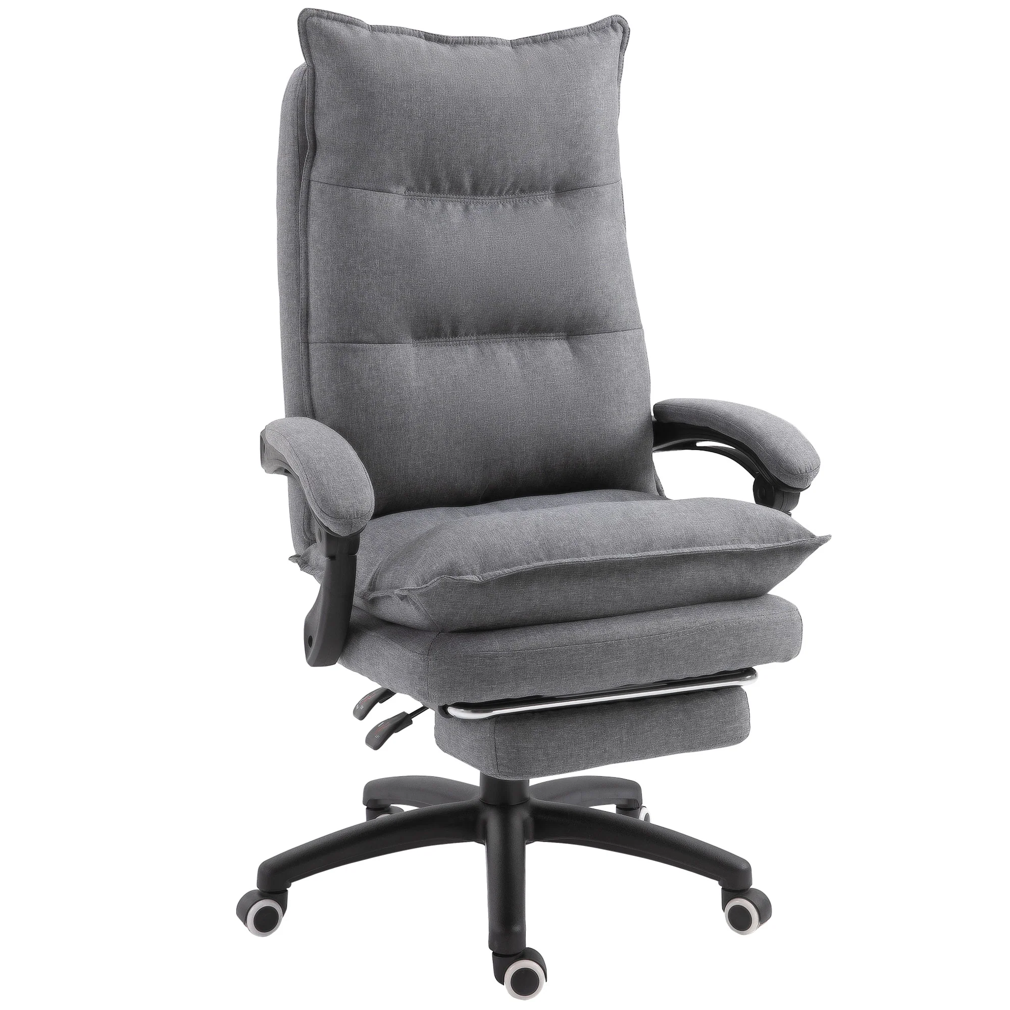 Swivel Office Desk Chair w/ Adjustable Height, Retractable Footrest & Double Padding, Grey