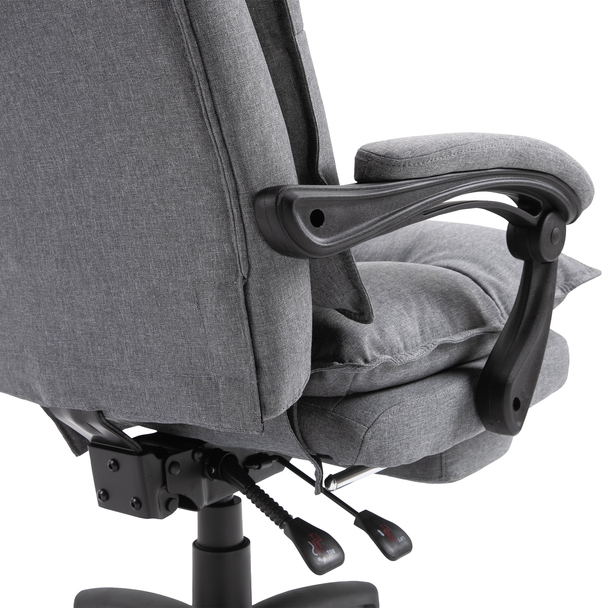 Swivel Office Desk Chair w/ Adjustable Height, Retractable Footrest & Double Padding, Grey - Image 11