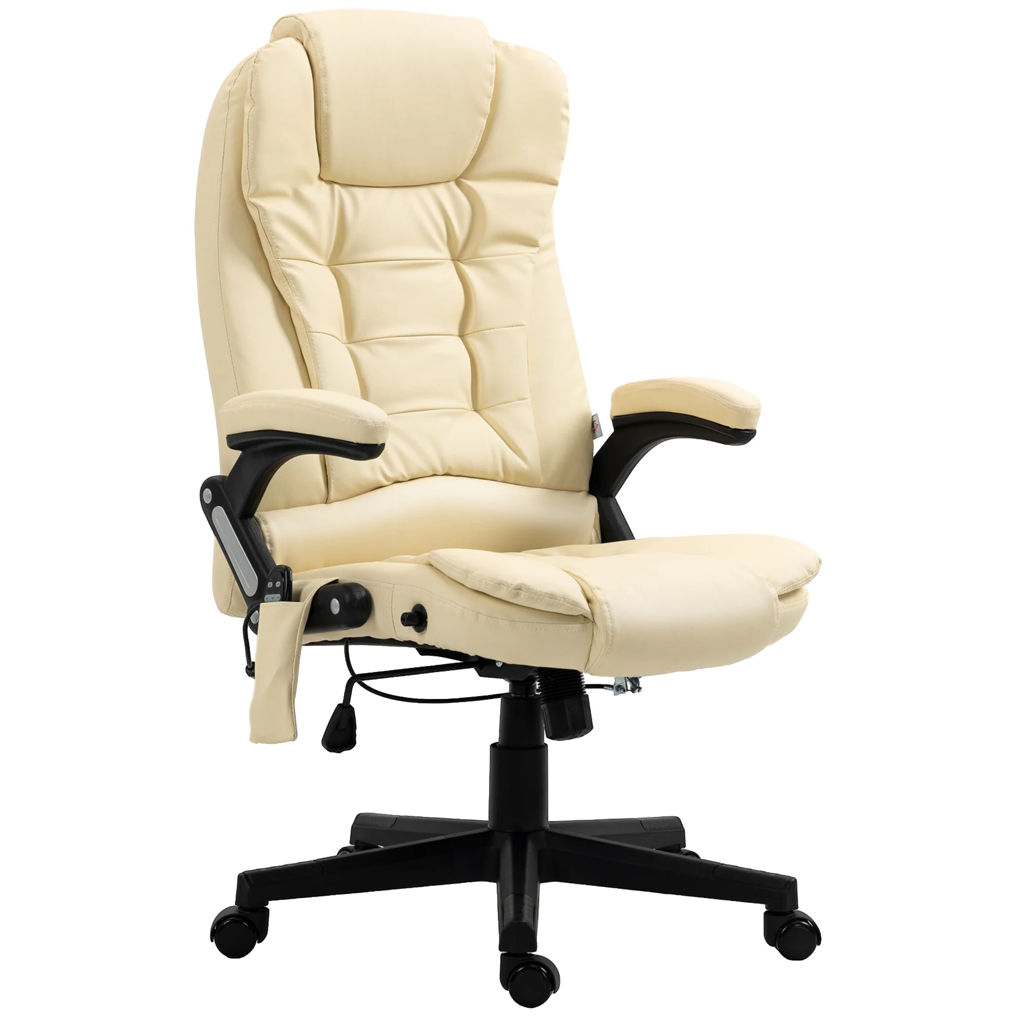 Adjustable Heated Ergonomic Massage Office Chair,  Swivel Vibrating Executive Chair, Beige - Image 2