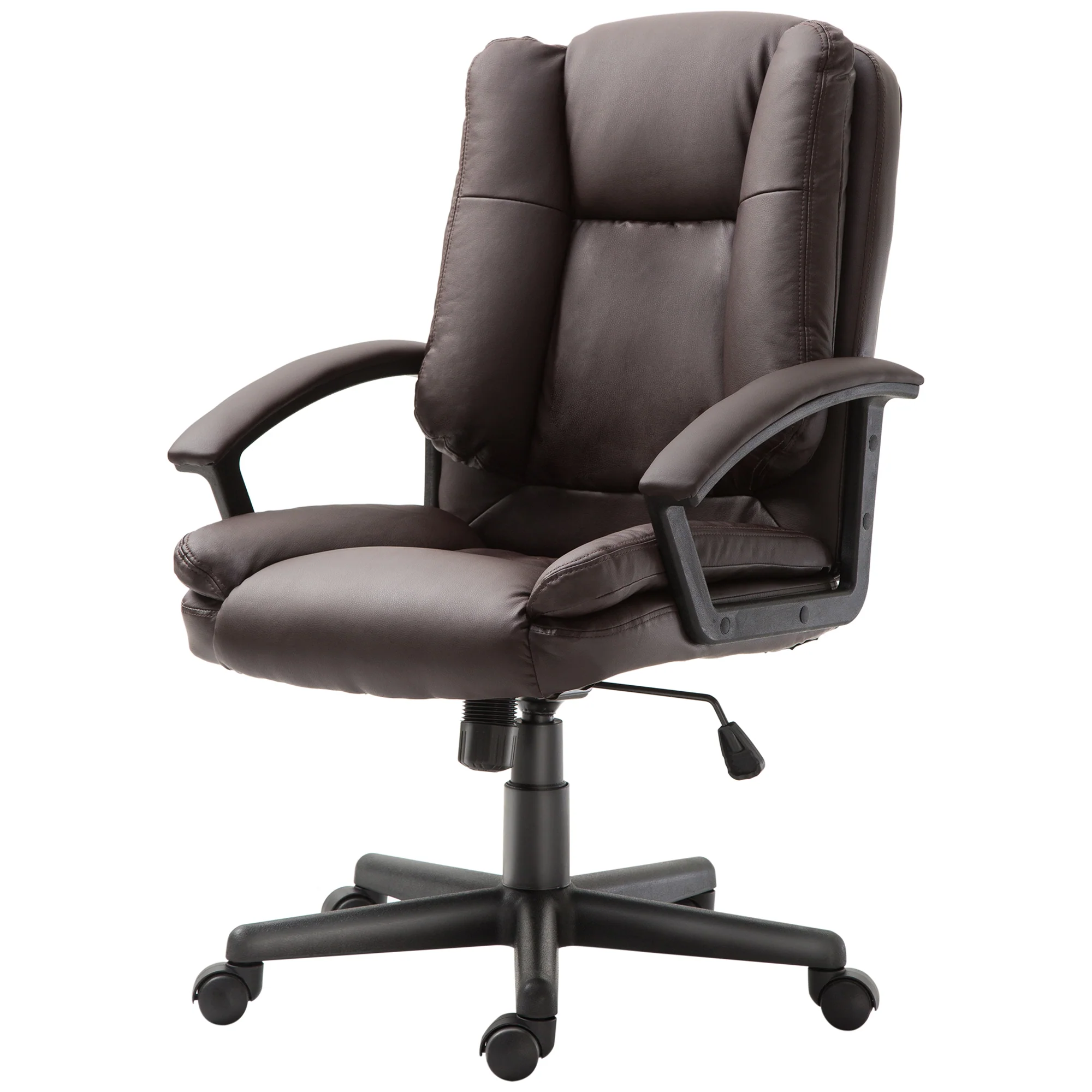 Mid Back Computer Desk Chair with Adjustable Height & Rolling Wheels, Brown - Image 2