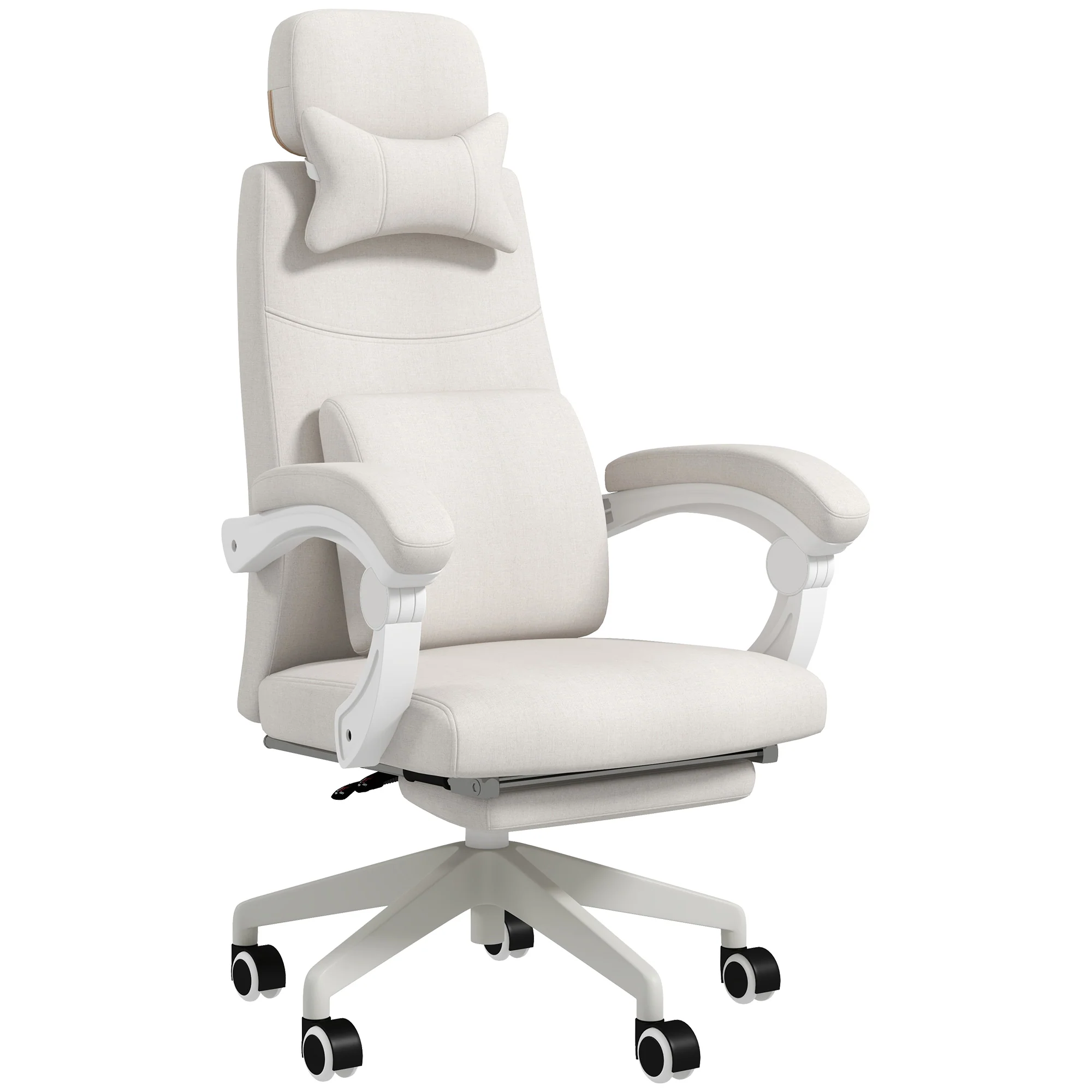 Ergonomic Desk Chair, High Back Work Chair with 160° Reclining Backrest & Footrest, White - Image 2