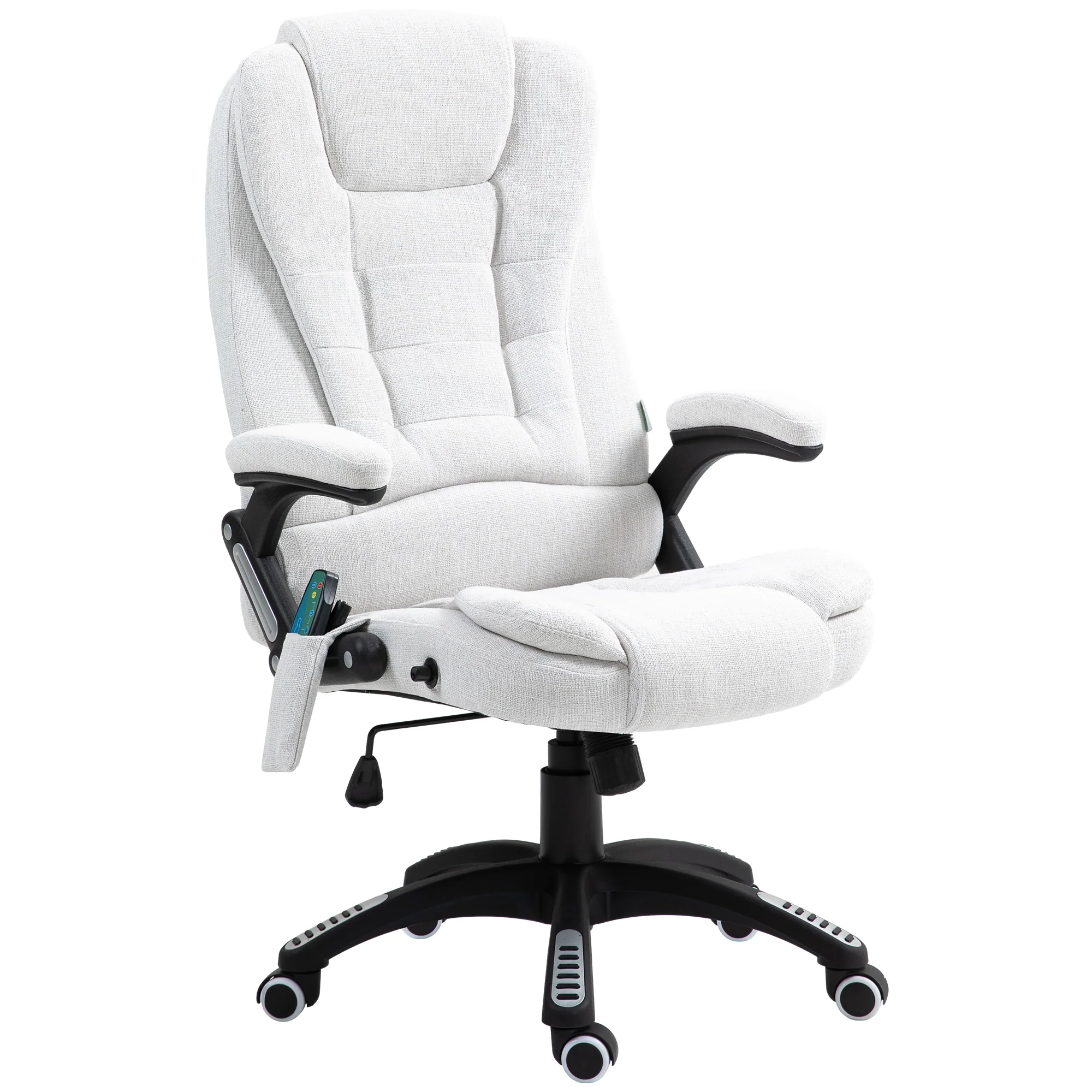 Ergonomic Desk Chair with 6-Point Massage and Back Heated, Linen-Feel Fabric, Cream White - Image 2