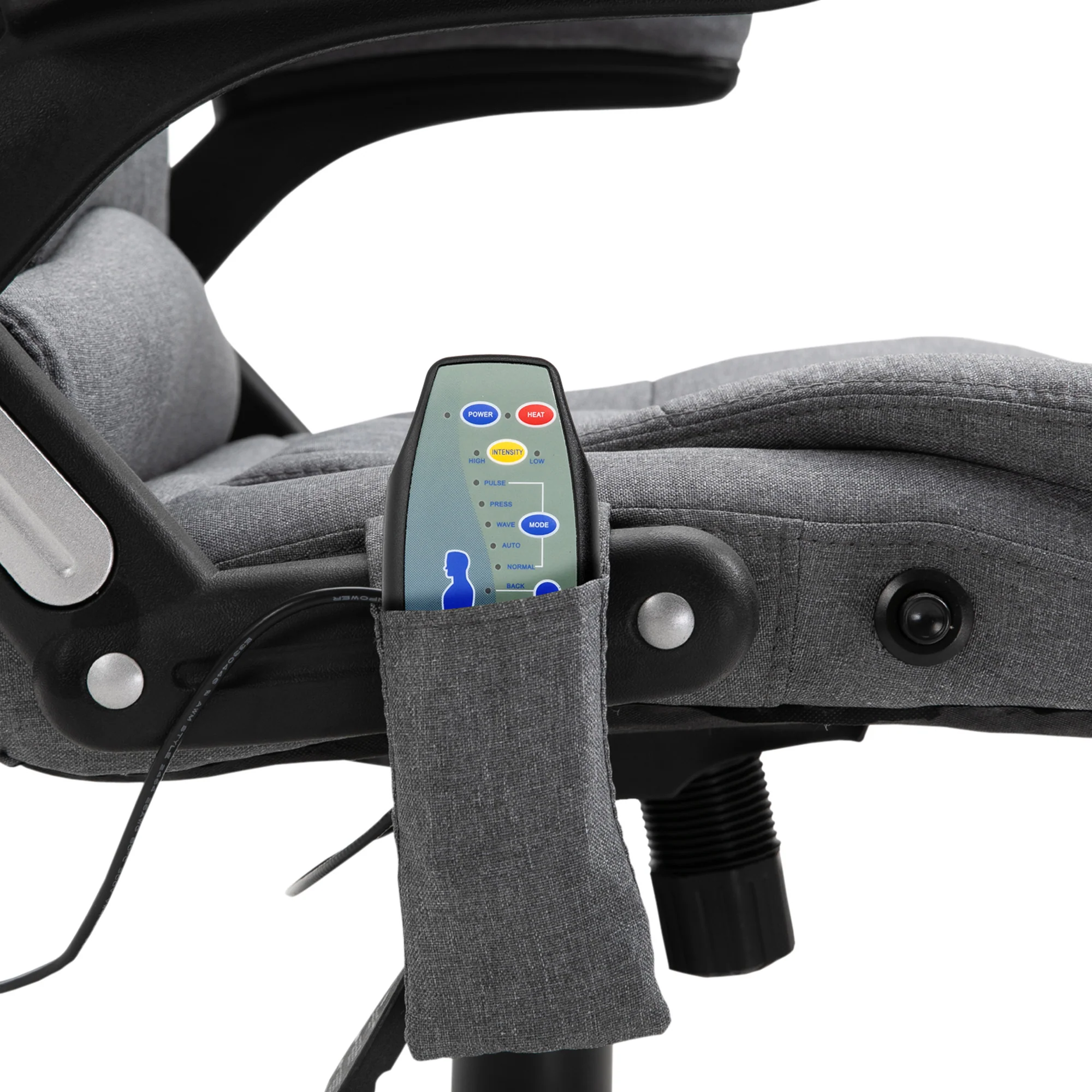 Ergonomic Desk Chair with 6-Point Massage and Back Heated, Linen-Feel Fabric, Grey - Image 12