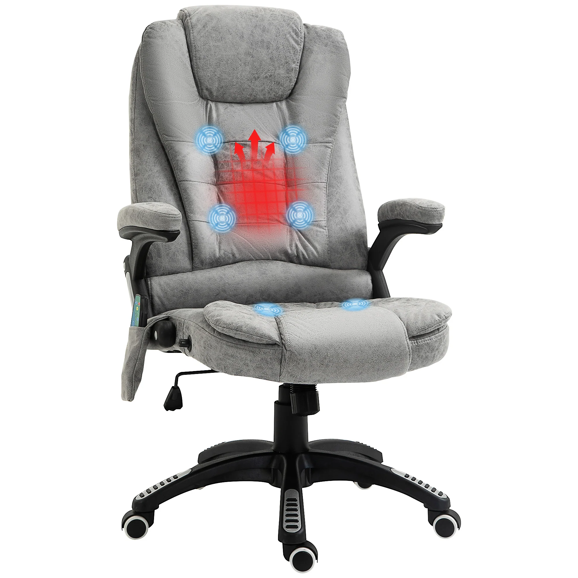 Ergonomic Desk Chair with 6-Point Massage and Back Heated, Microfiber Computer Chair, Gray