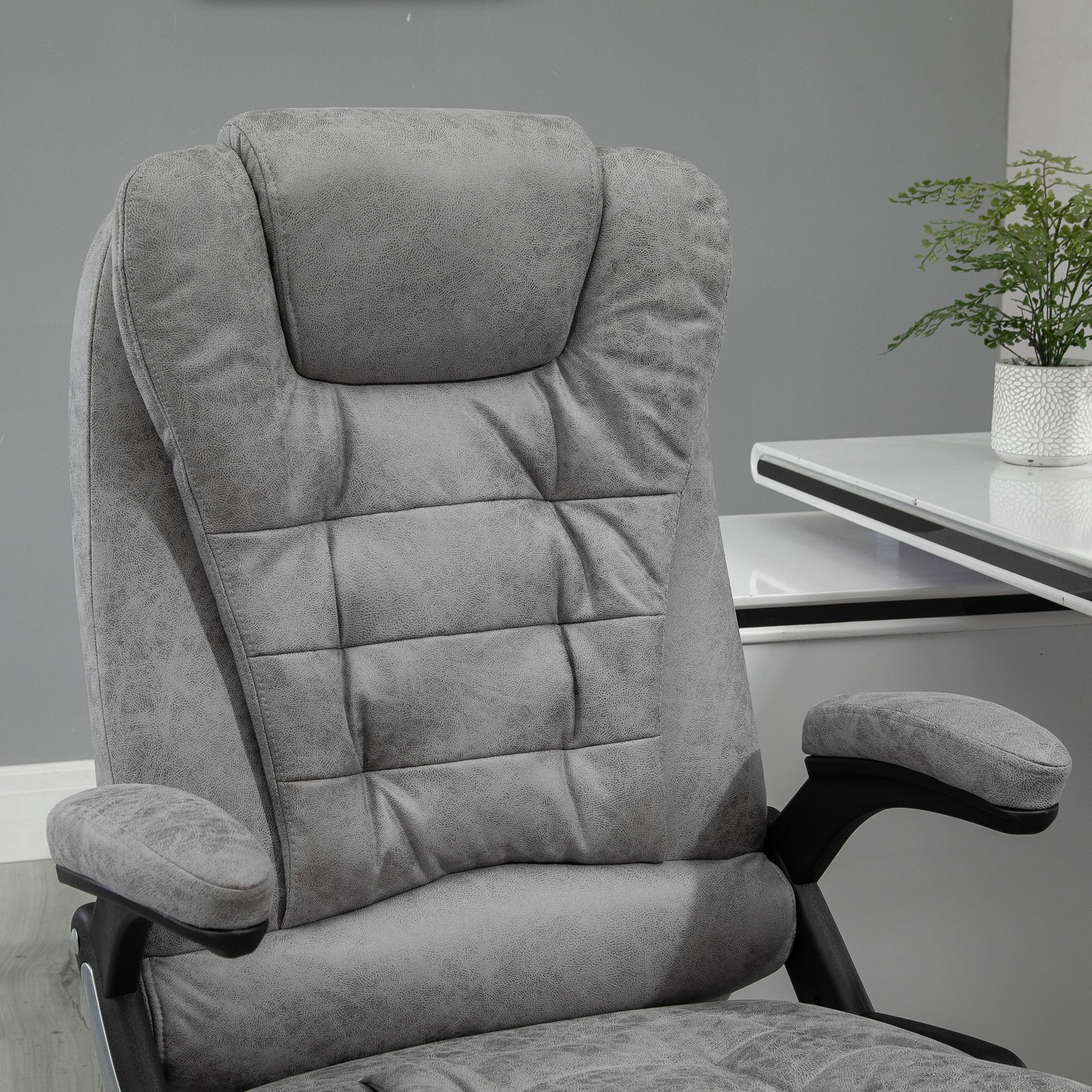 Ergonomic Desk Chair with 6-Point Massage and Back Heated, Microfiber Computer Chair, Gray - Image 12