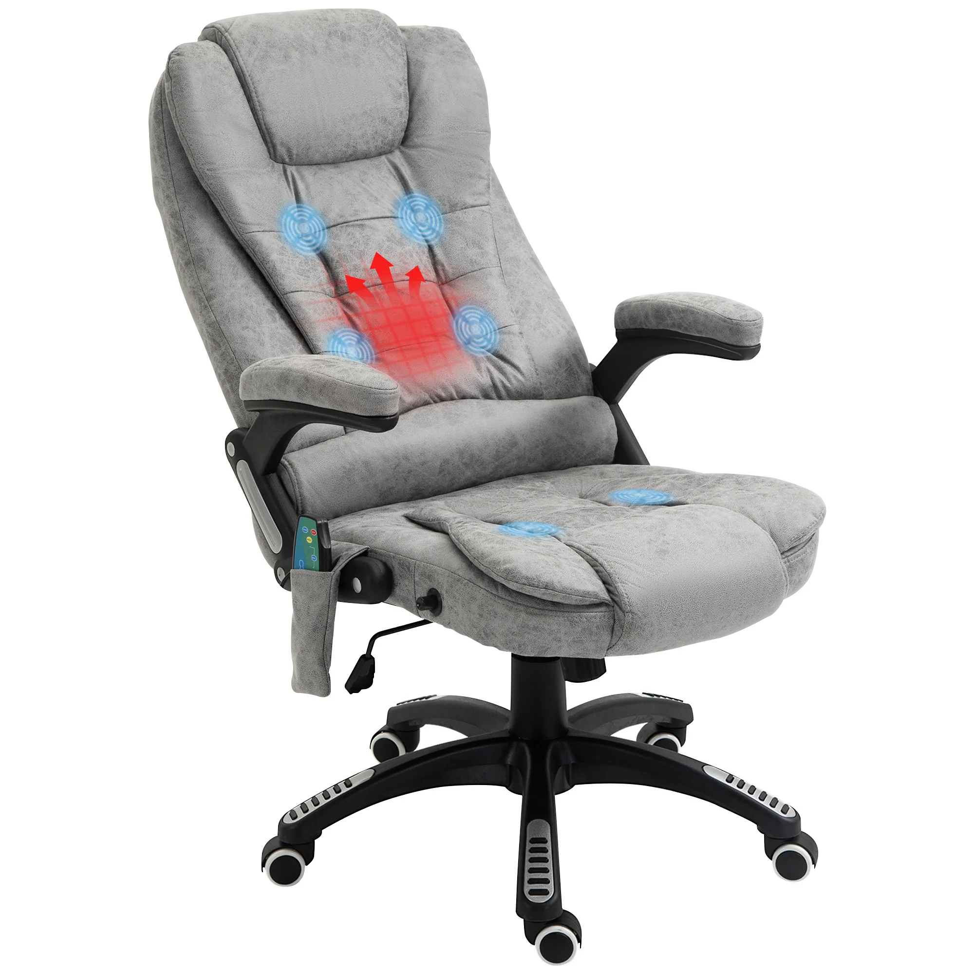 Ergonomic Desk Chair with 6-Point Massage and Back Heated, Microfiber Computer Chair, Gray - Image 2