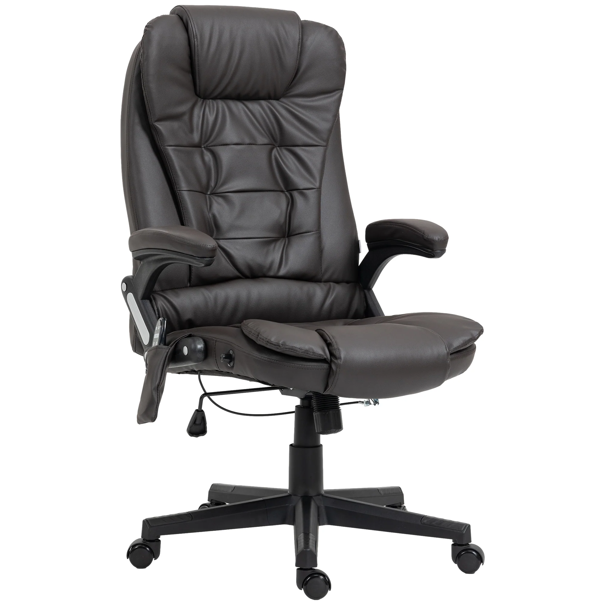 Adjustable Heated Ergonomic Massage Office Chair,  Swivel Vibrating Executive Chair, Brown - Image 2