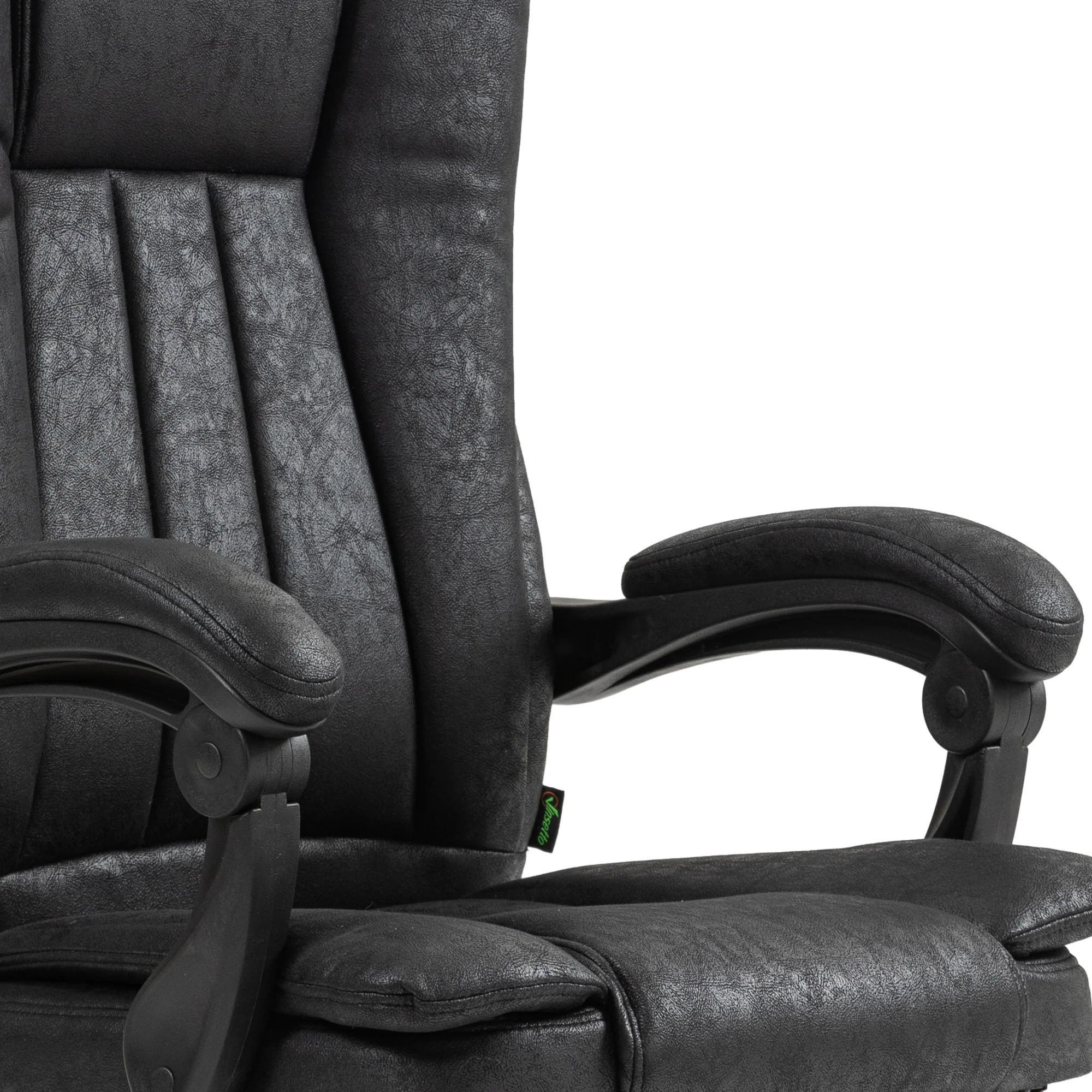 Microfibre Reclining Computer Desk Chair with Footrest & Wheels for Home Office, Black - Image 11