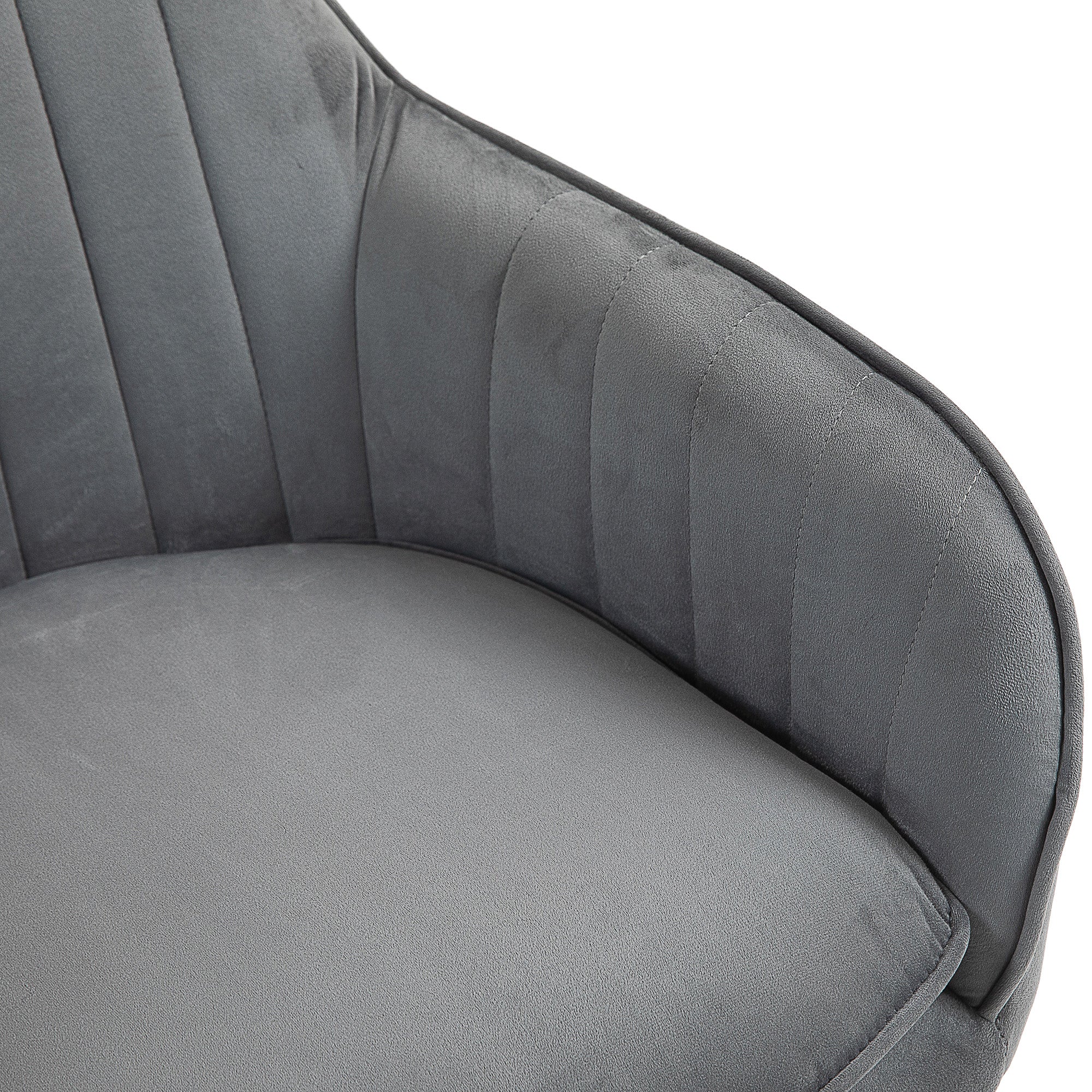 Velvet-Feel Swivel Desk Chair, Makeup Vanity Chair with Height Adjustable & Wheels, Grey - Image 12