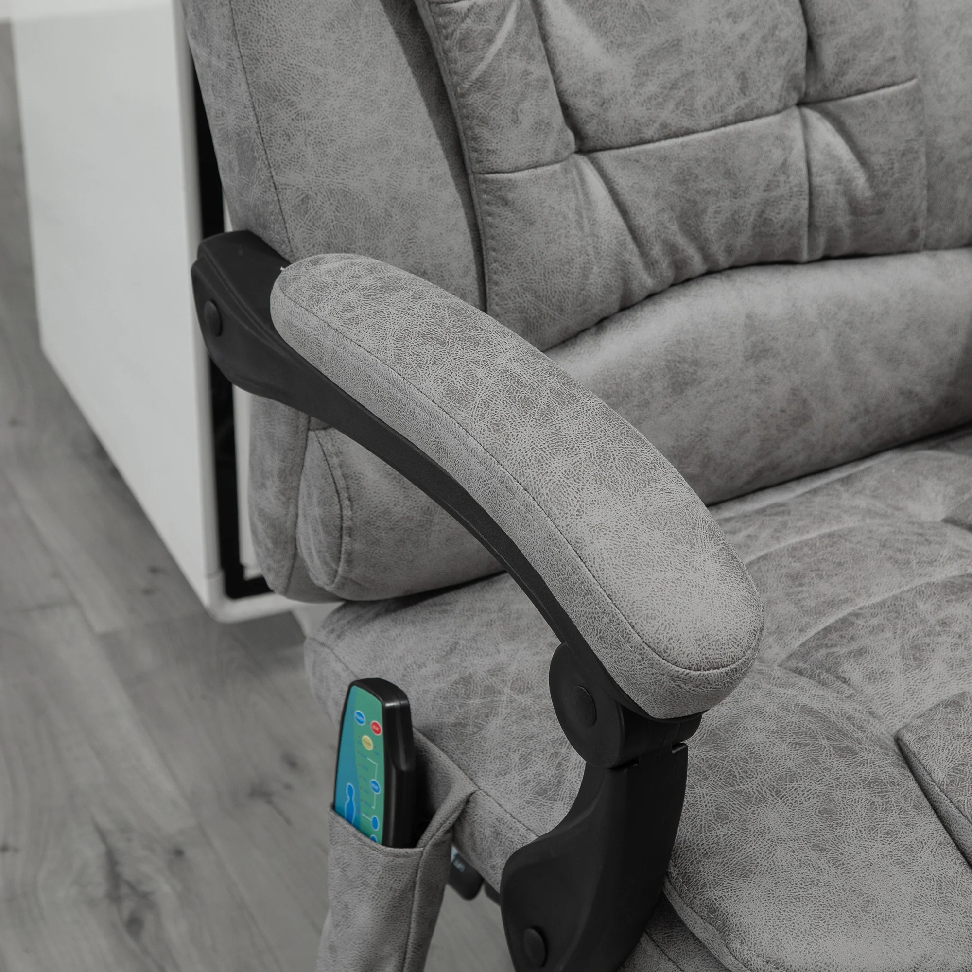 Office Chair with 6-Point Massage and Back Heat, Reclining Back & Footrest, Grey - Image 12