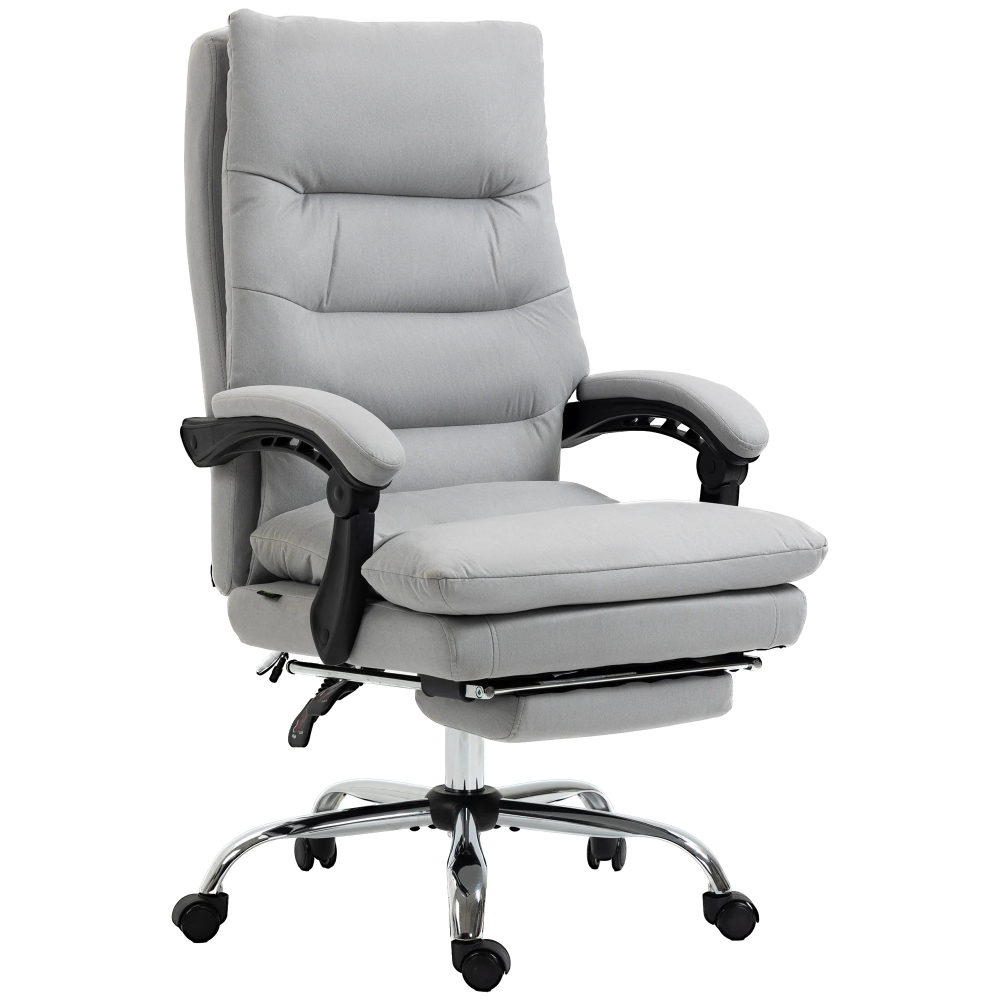Ergonomic Desk Chair with 6-Point Vibration Massage, 135° Reclining Back & Footrest, Grey - Image 2