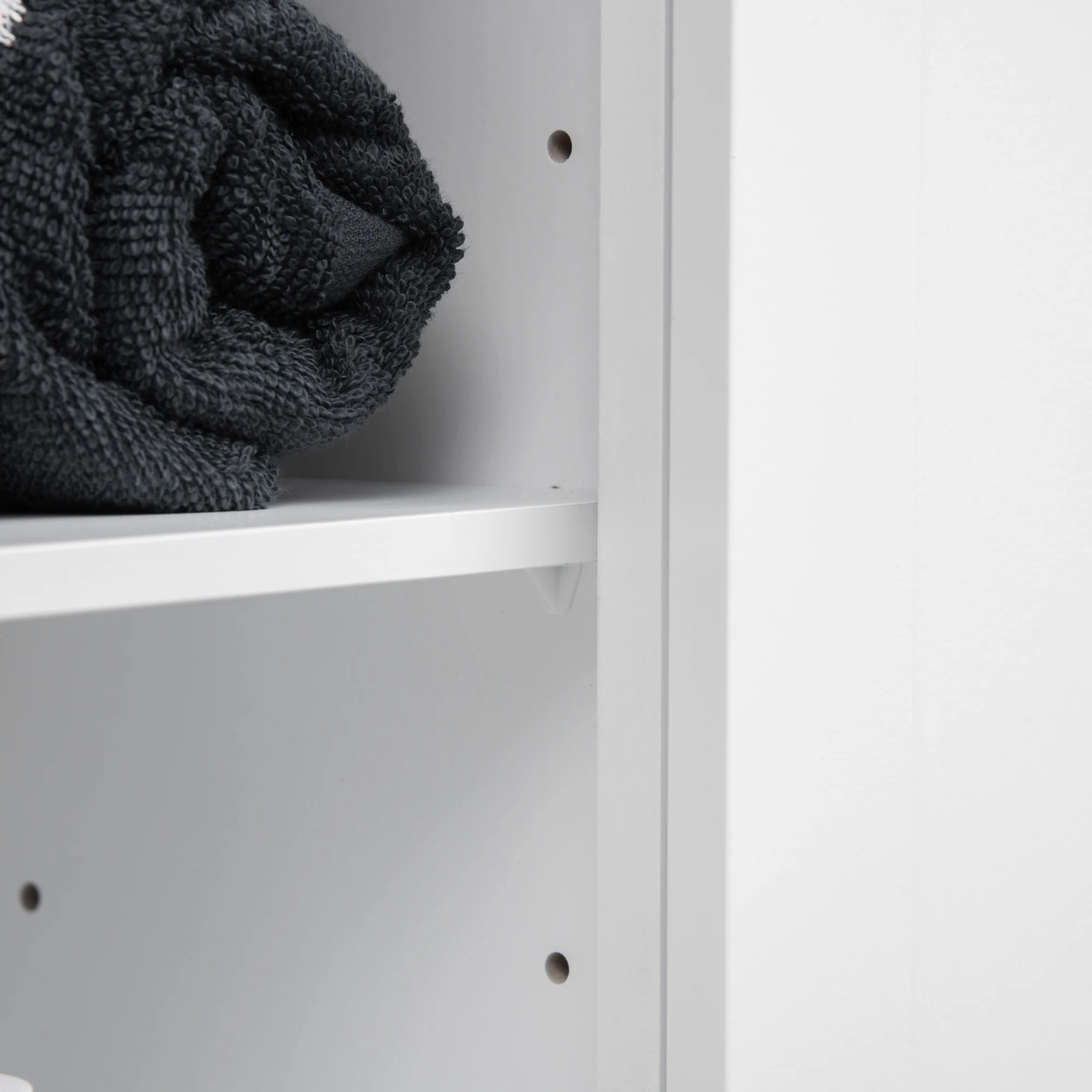 Above Toilet Storage Cabinet, Bathroom Organizer with Double Doors & Open Shelf, White - Image 11