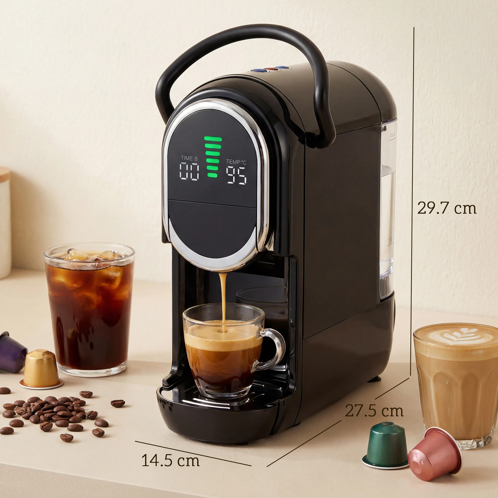 Pod Coffee Machine Pro 3-in-1 Espresso & Coffee Maker with Fast Heating, Black - Image 5