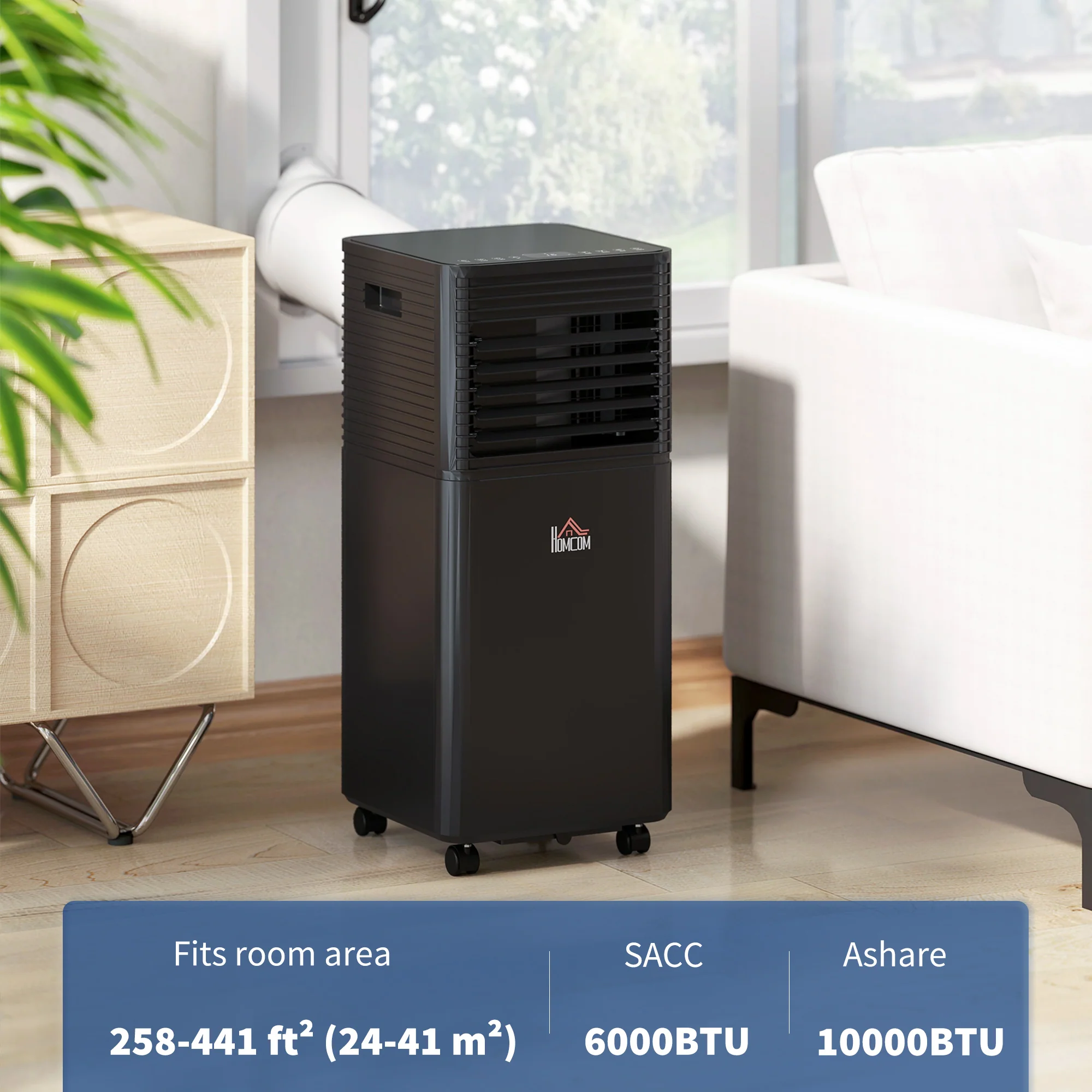 10,000 BTU Portable AC Unit with Dehumidifier & Fan, Rooms up to 441 Sq. ft, Black - Image 5