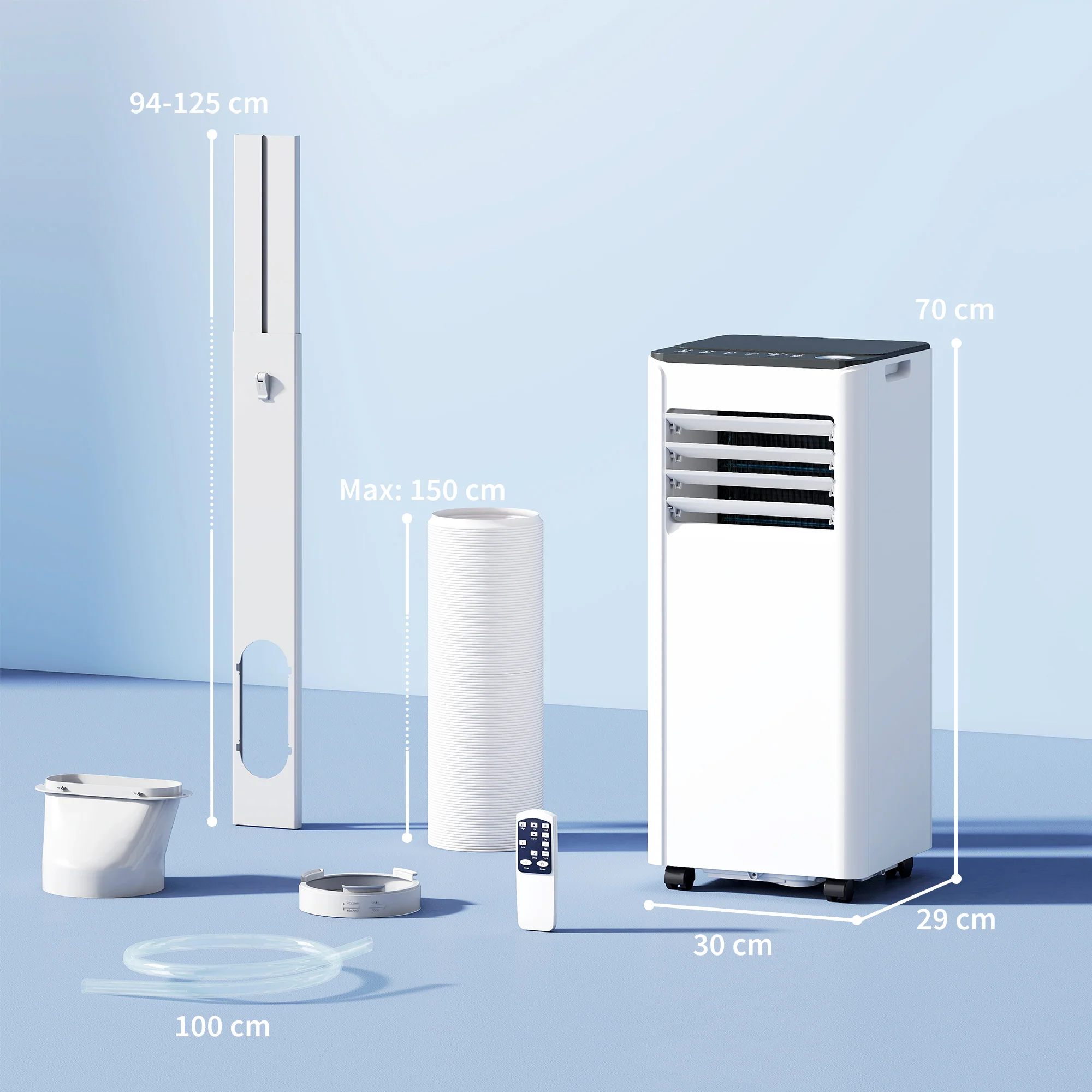 Portable Air Conditioner 9000 BTU, 4-in-1 Air Conditioning Unit with Cool, Dehumidifier, Fan, Sleep Mode, WiFi Voice Remote Control, 24H Timer, 2 Speeds, Window Kit, for Room up to 28 m² - Image 5