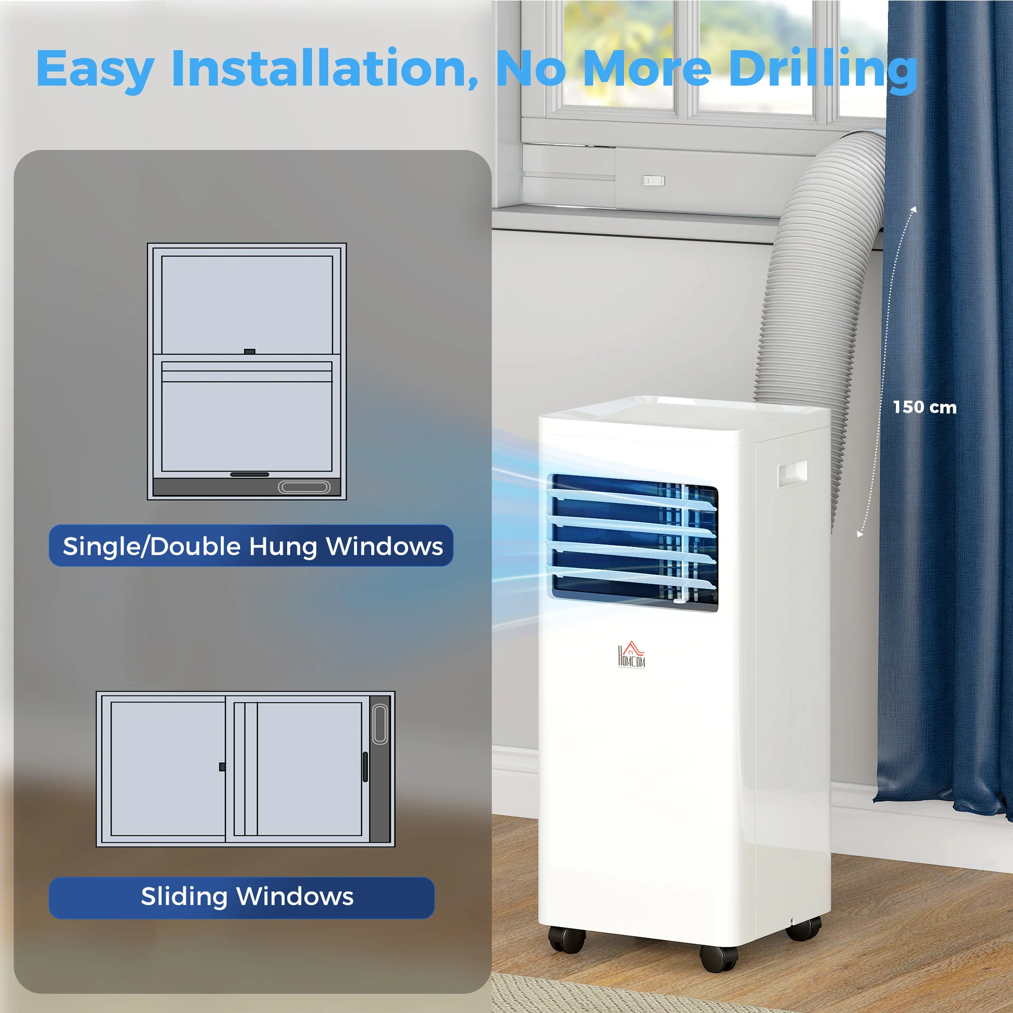 Portable Air Conditioner 9000 BTU, 4-in-1 Cooling, Dehumidifier, Fan, Sleep Mode, Air Conditioning Unit with Digital Display & Remote Control, 24H Timer, Window Venting Kit, for Room up to 28㎡ - Image 10