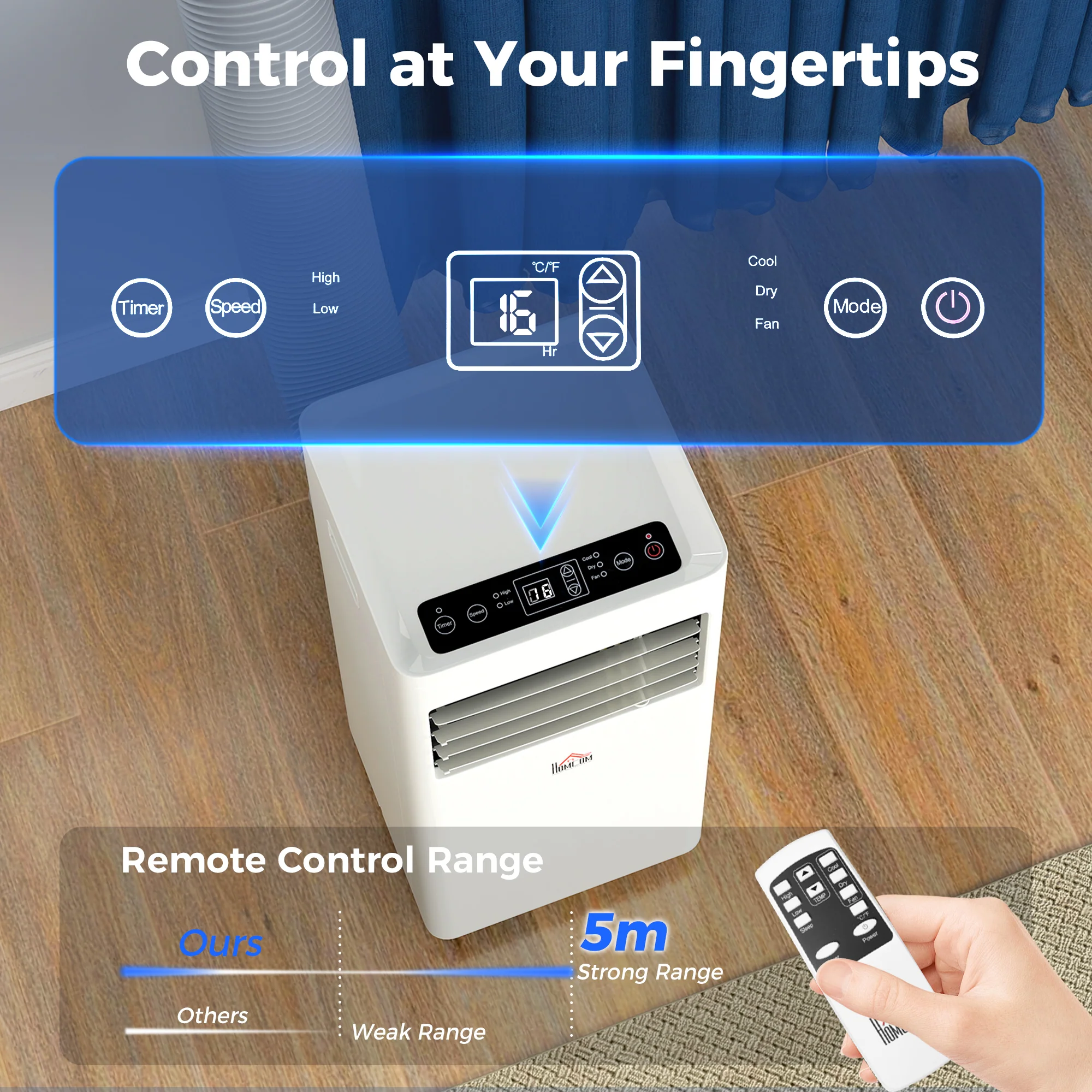 Portable Air Conditioner 9000 BTU, 4-in-1 Cooling, Dehumidifier, Fan, Sleep Mode, Air Conditioning Unit with Digital Display & Remote Control, 24H Timer, Window Venting Kit, for Room up to 28㎡ - Image 8
