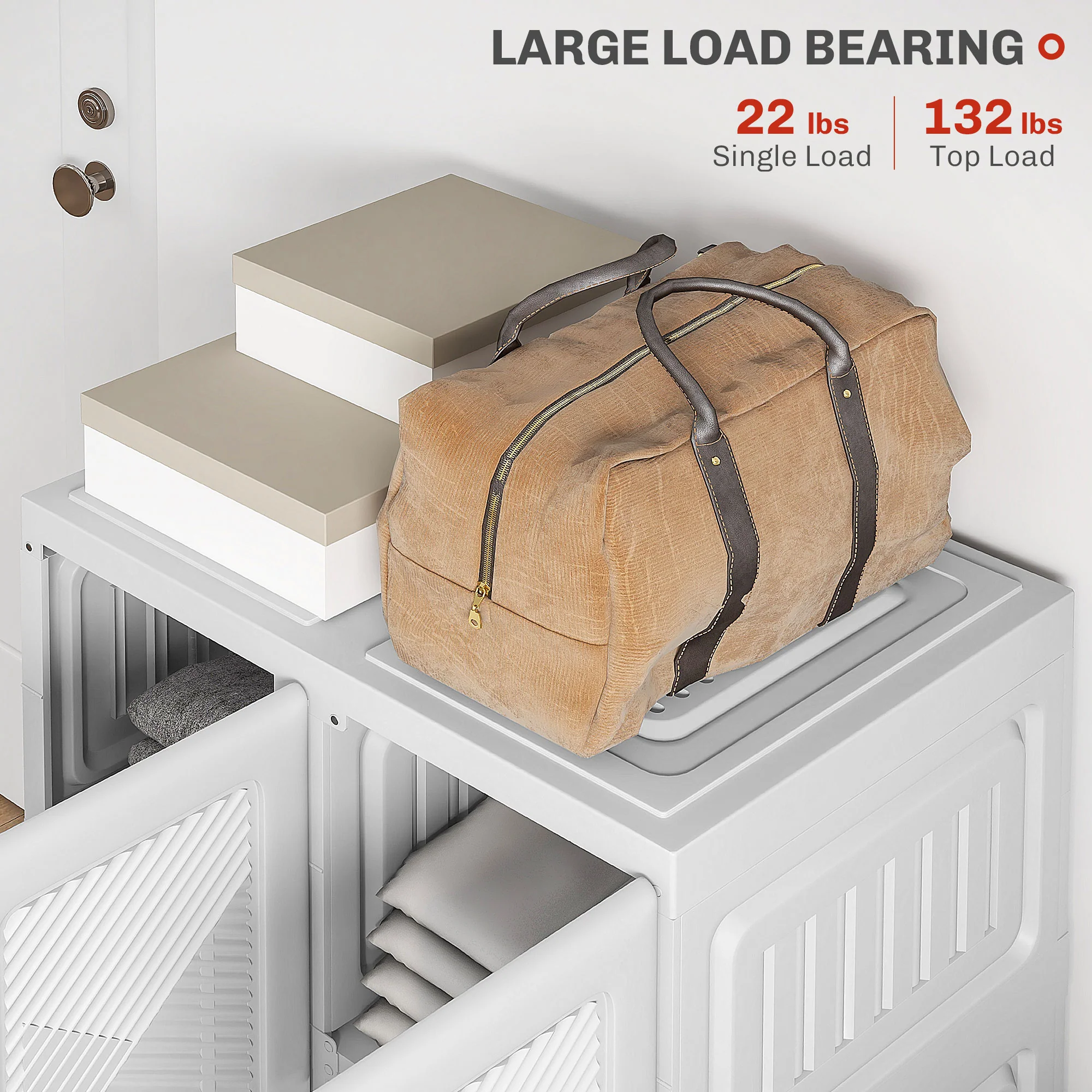 Portable Wardrobe Foldable Clothes Storage Organizer with 6 Compartments White - Image 8
