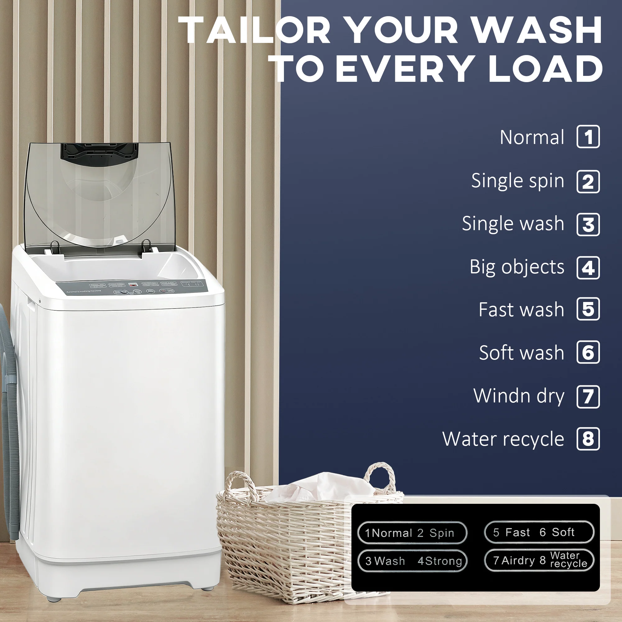 Compact 1.3 Cu Ft Portable Washing Machine - Gray | HOMCOM - Image 8
