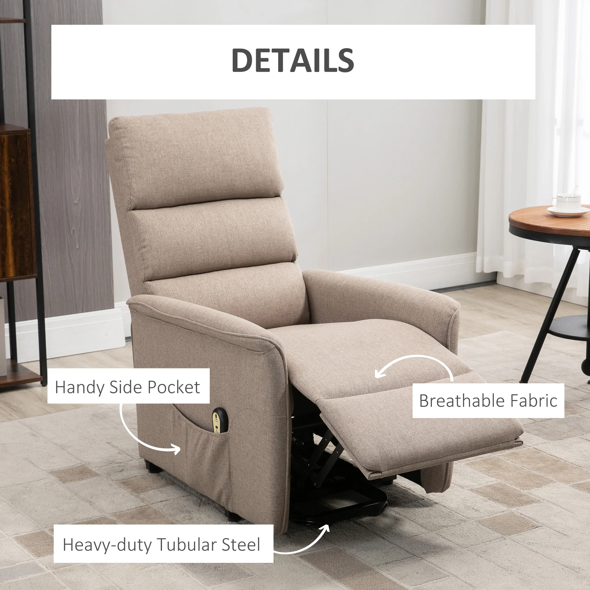 Electric Power Lift Chair for Elderly with Remote Control, Brown - Image 8