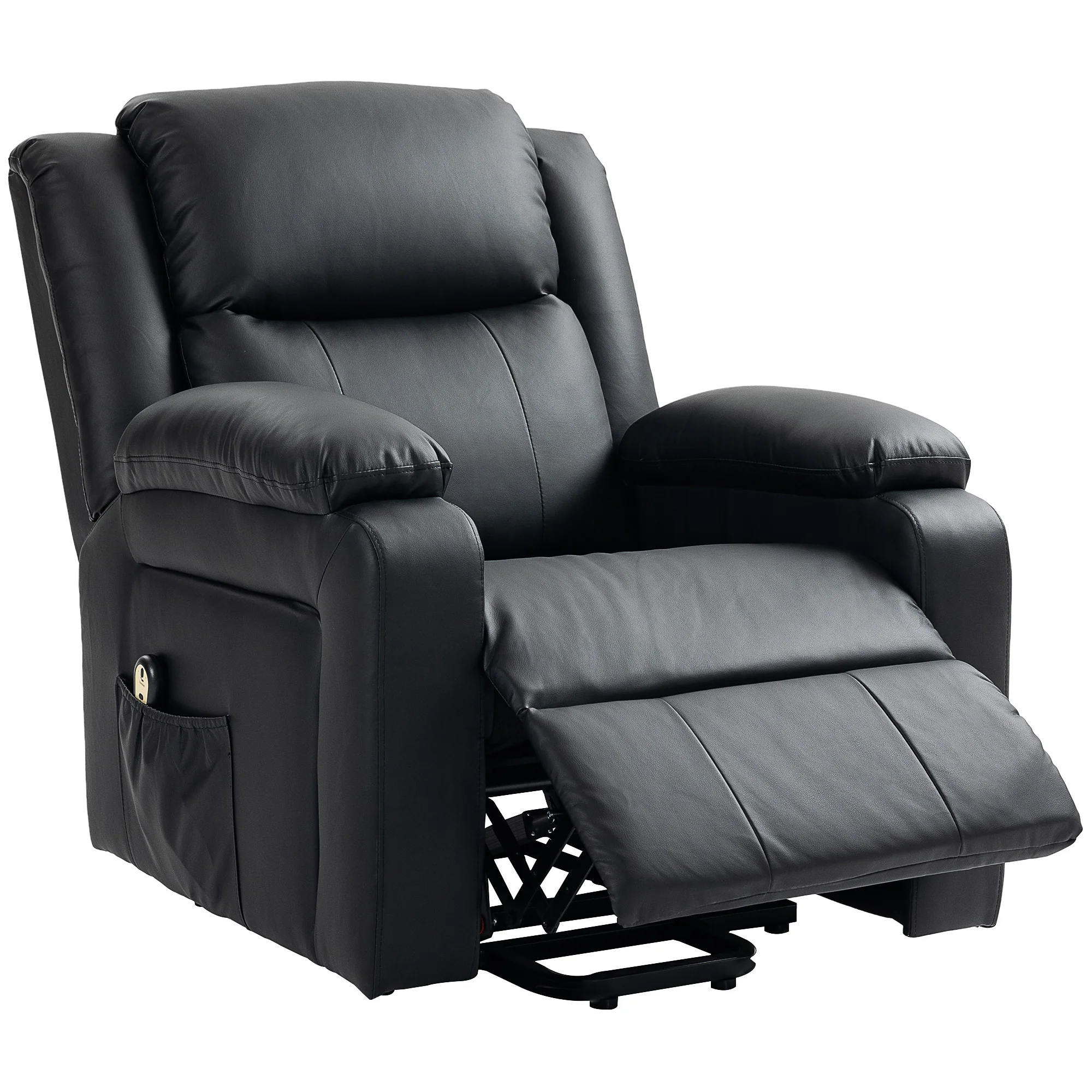 PU Leather Power Lift Chair with Remote Control Quick Assembly, Black - Image 2
