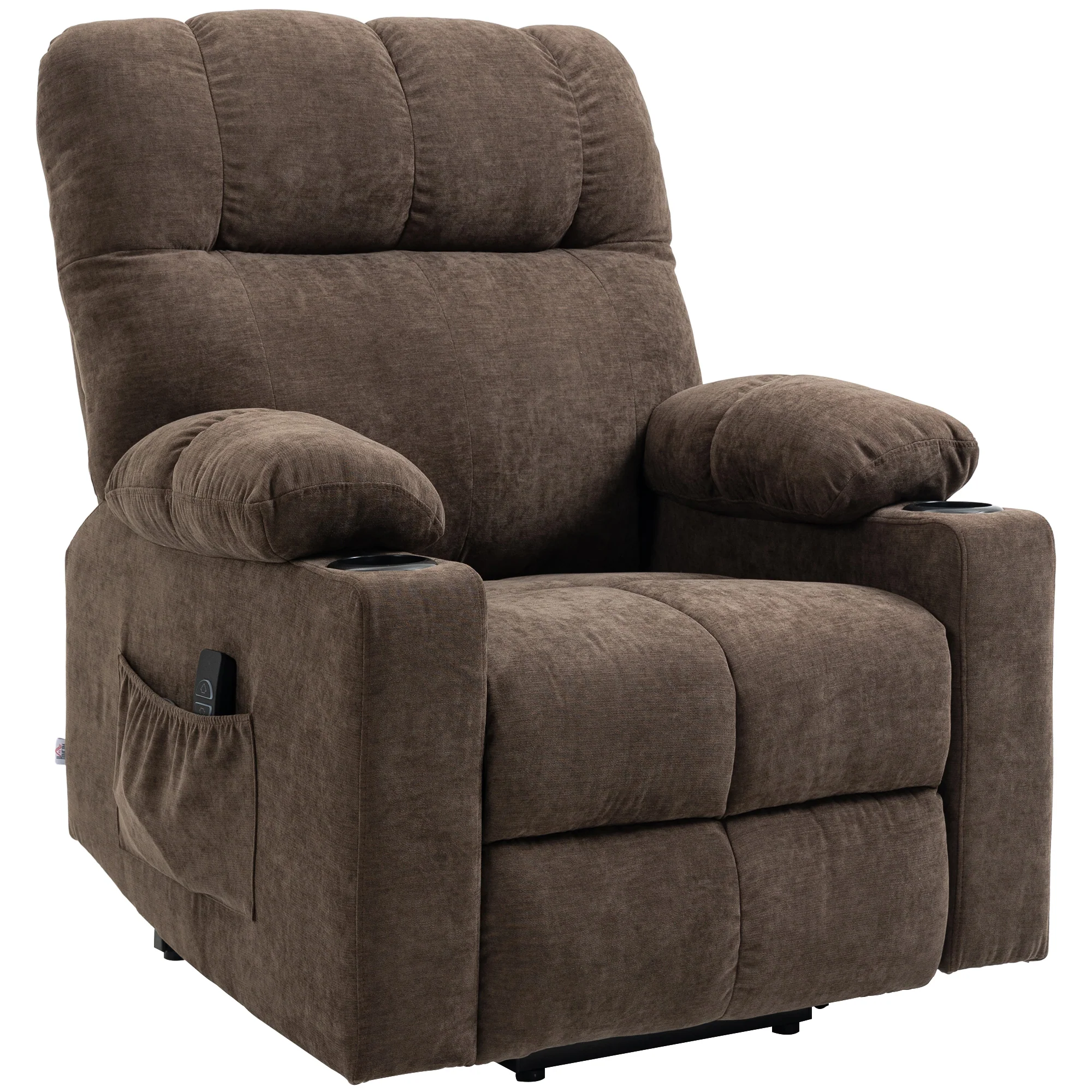 Power Lift Chair with Vibration Massage & Heat, Velvet-touch Fabric Recliner Chair, Dark Brown - Image 2