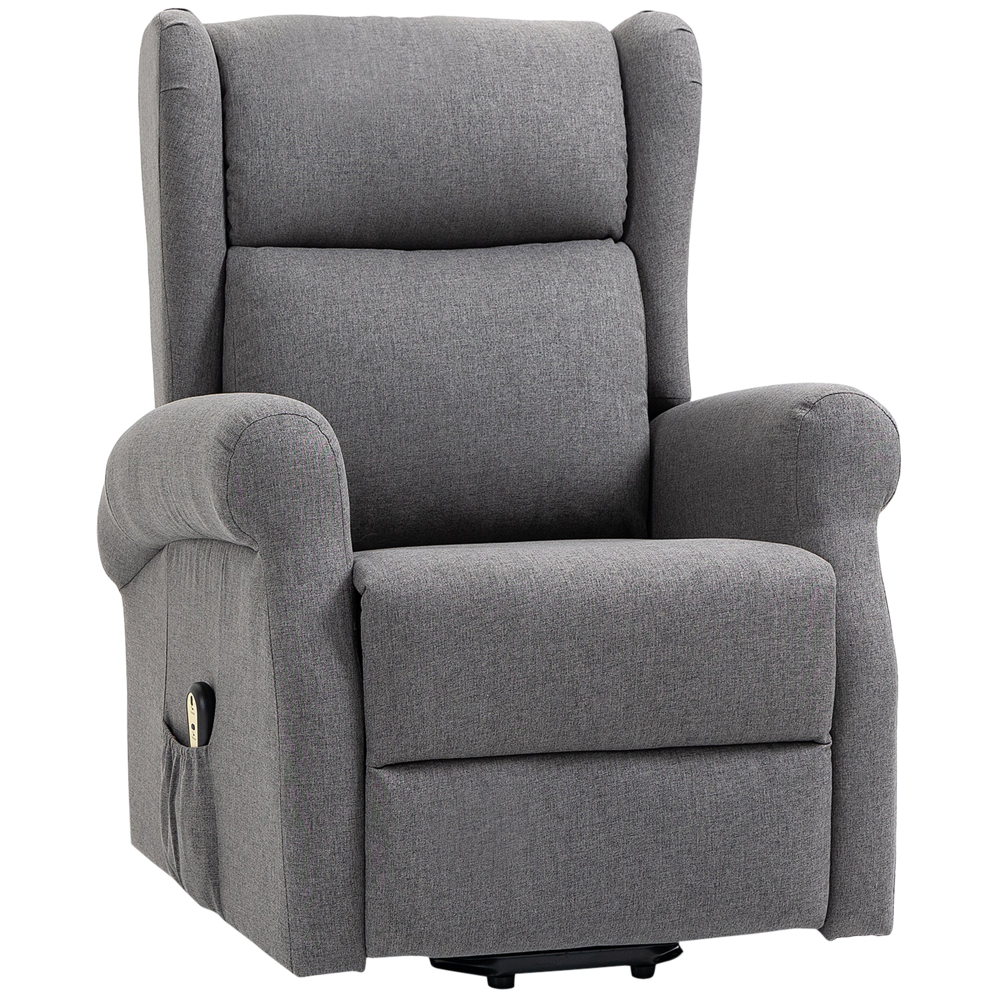 Linen Power Lift Recliner for Elderly with Footrest and Remote, Grey - Image 2