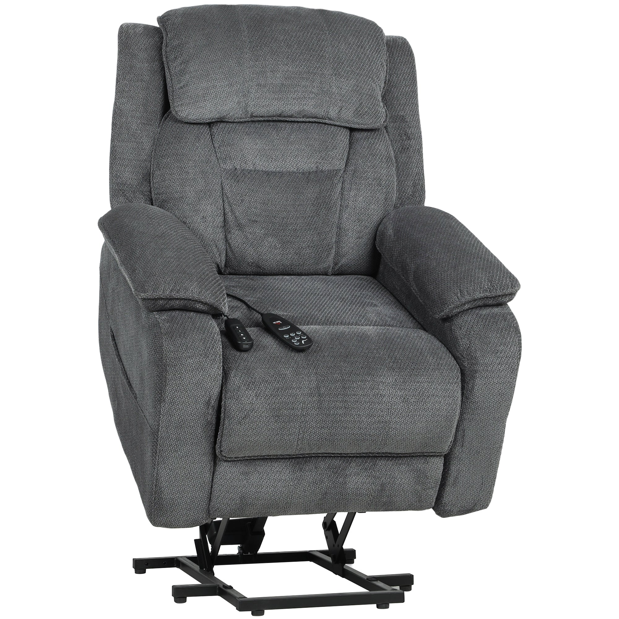 Power Lift Recliner Chair for Elderly with Massage, Electric Recliner with Side Pockets, Remote, 2 Memory Buttons, Footrest, Quiet Reclining Chair for Living Room, Dark Grey - Image 12