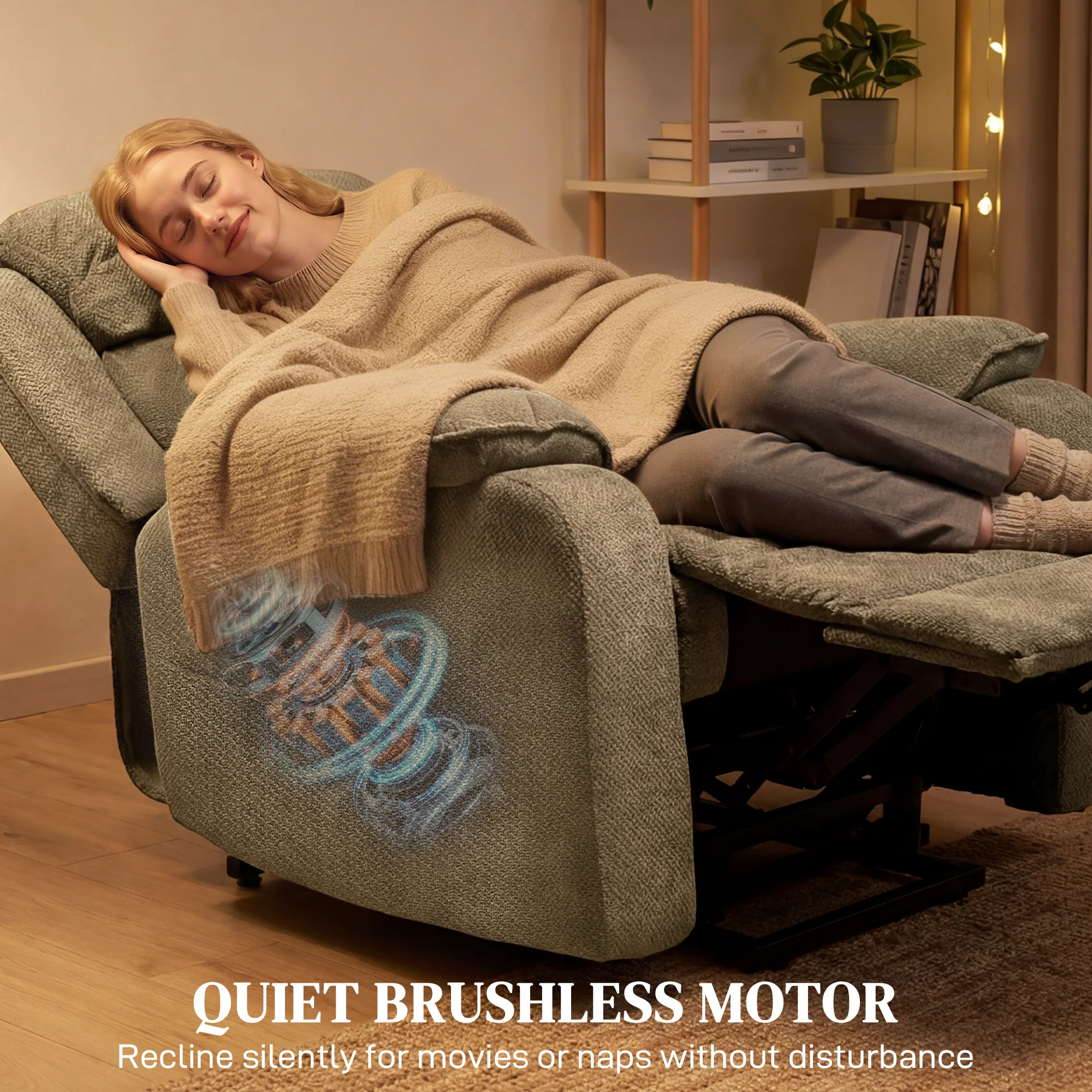 Power Lift Recliner Chair for Elderly with Massage, Electric Recliner with Side Pockets, Remote, 2 Memory Buttons, Footrest, Quiet Reclining Chair for Living Room, Brown - Image 9