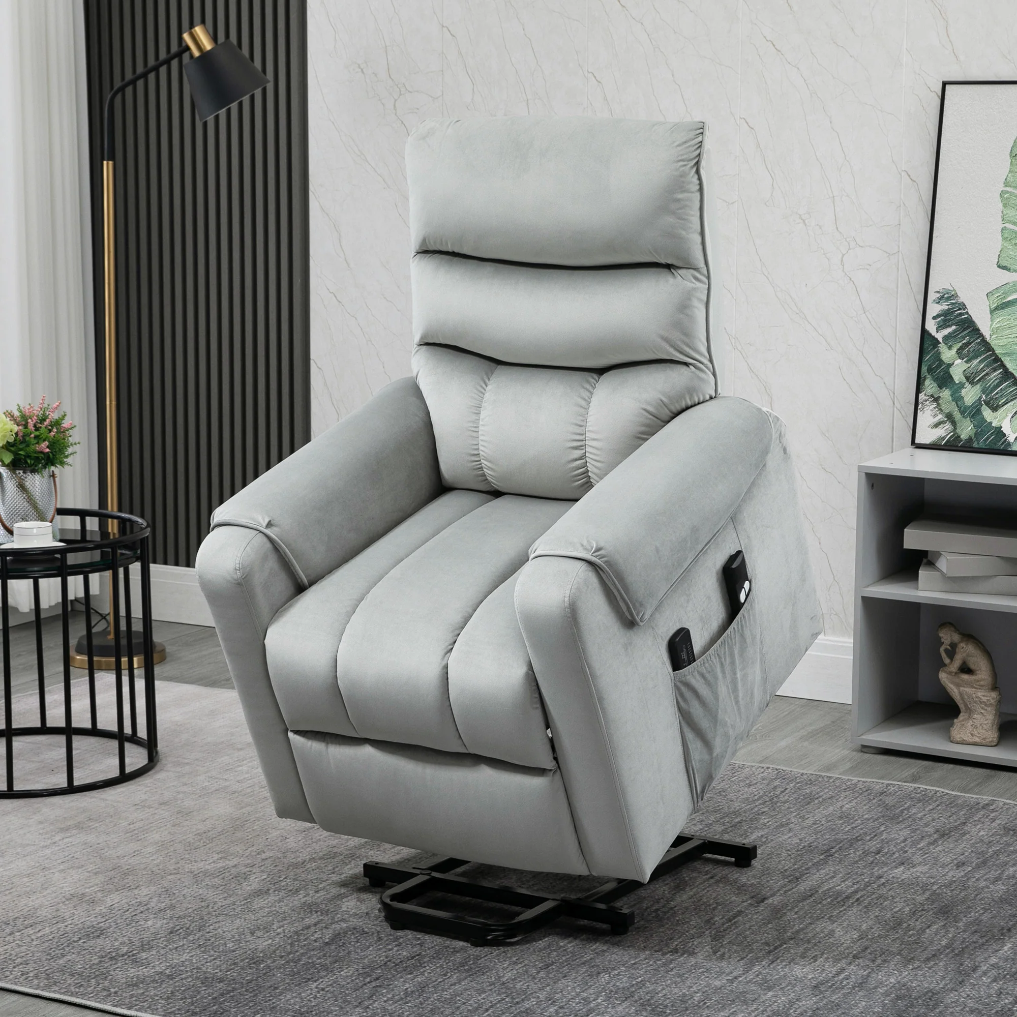 Power Lift Recliner for Elderly with 8 Vibration Points and Remote, Grey - Image 3