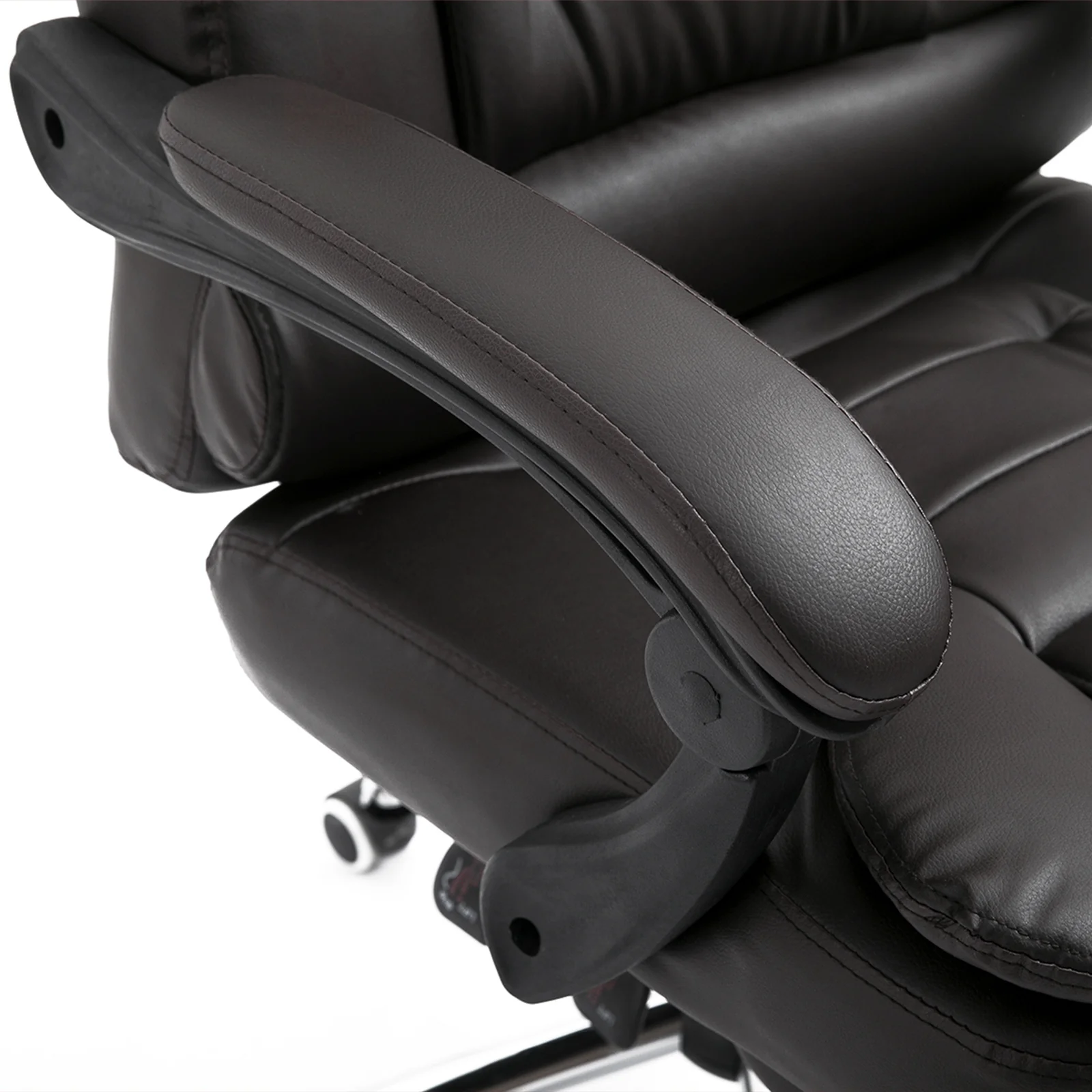 Executive Office Chair, PU Leather Home Desk Chair with Reclining Back & Footrest, Brown - Image 10