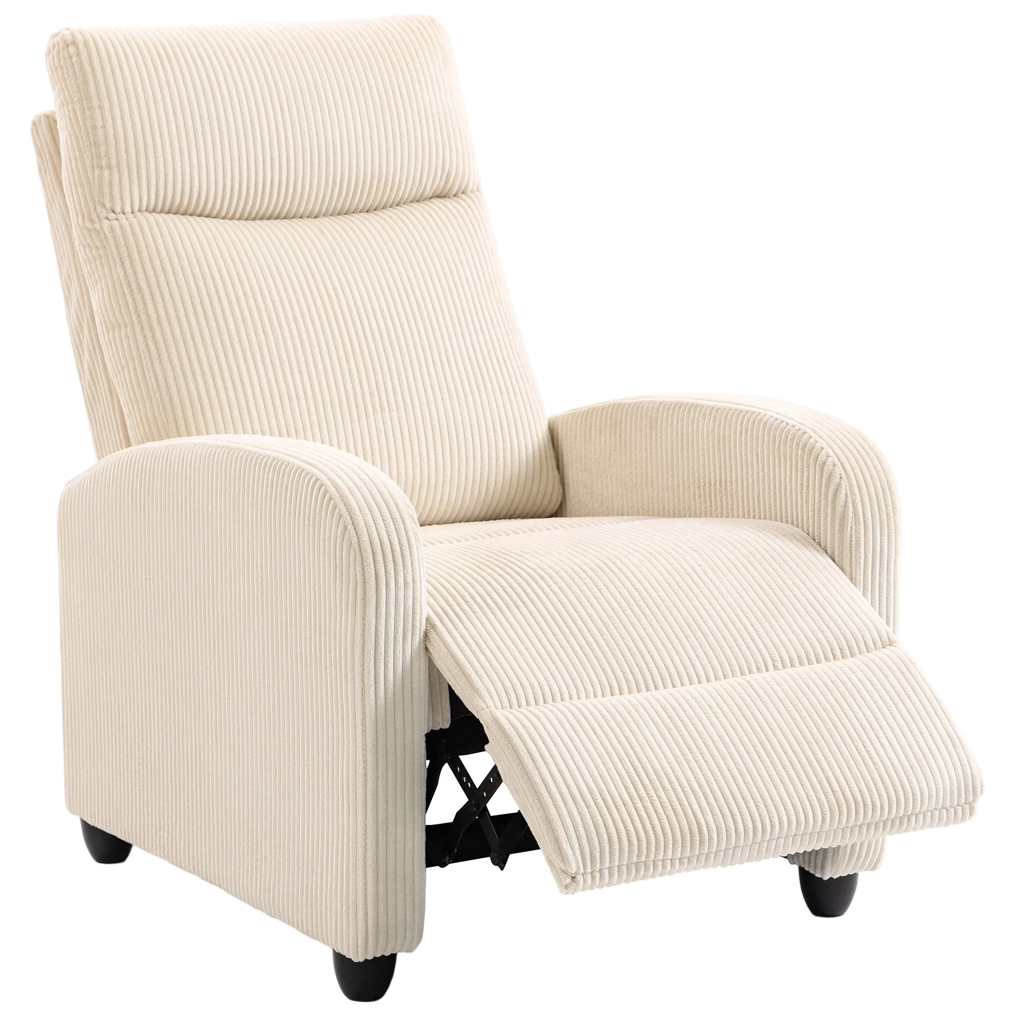 Push Back Recliner Chair, Corduroy Fabric Home Theater Seating, Single Reclining Sofa Chair with Padded Seat for Living Room, Beige - Image 2