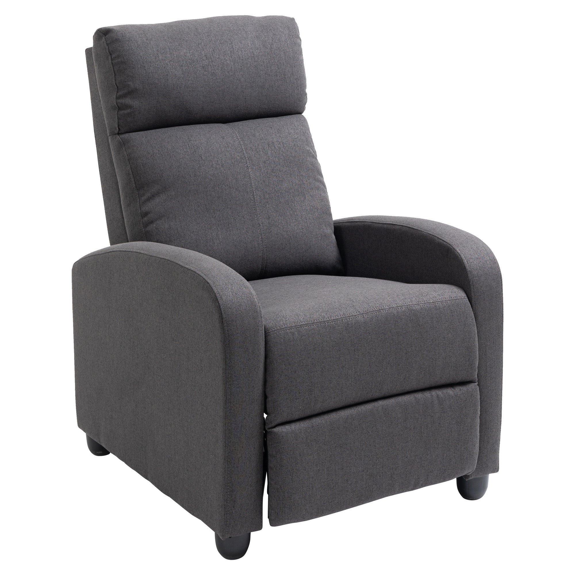Push Back Recliner Chair with Padded Seat, Dark Grey