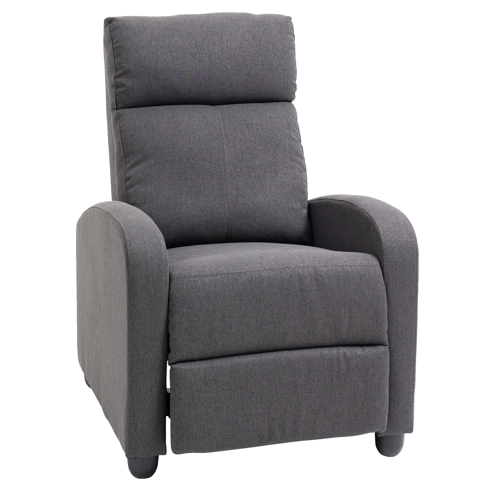 Push Back Recliner Chair with Padded Seat, Dark Grey - Image 2