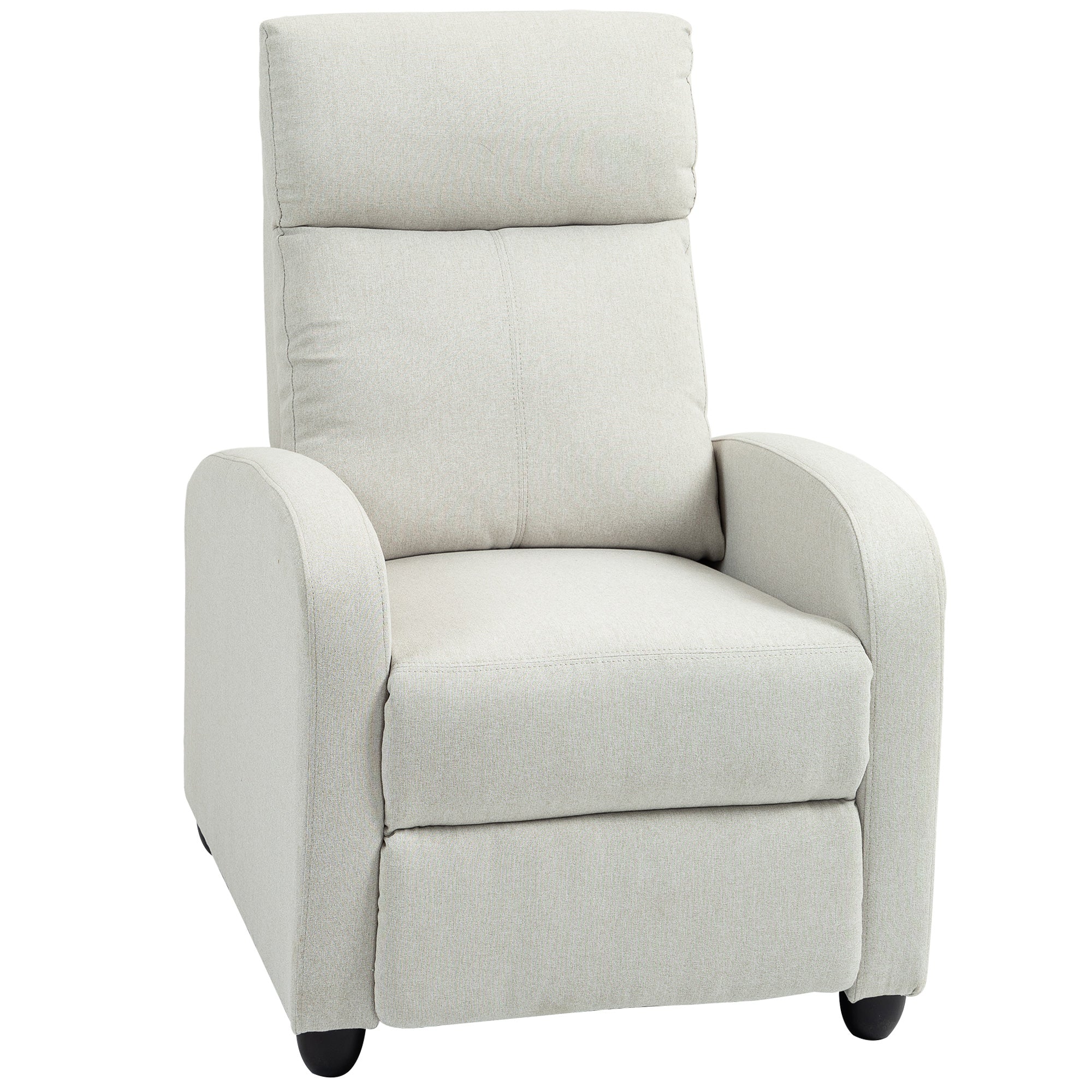 Push Back Recliner Chair with Padded Seat, Cream White