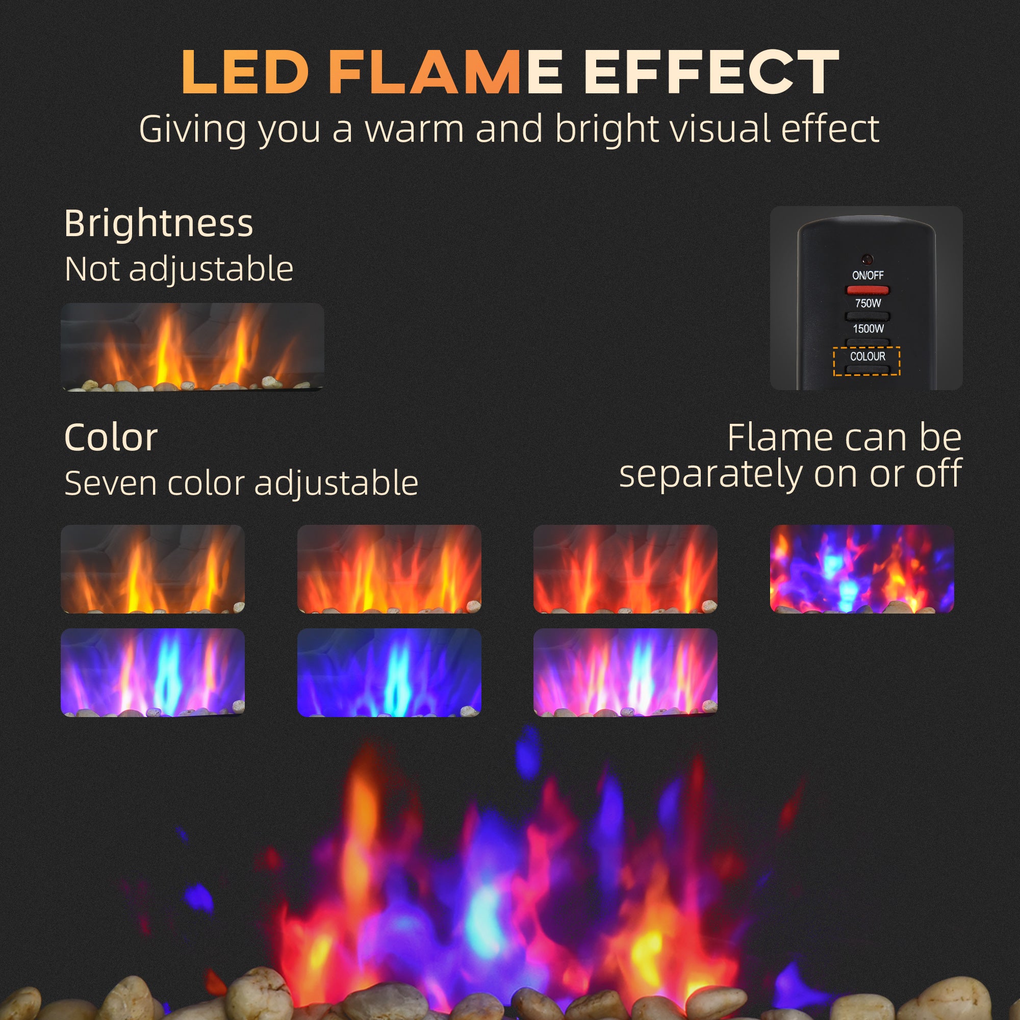 Recessed Fireplace Heater with Realistic LED Flames and Overheat Protection - Image 6