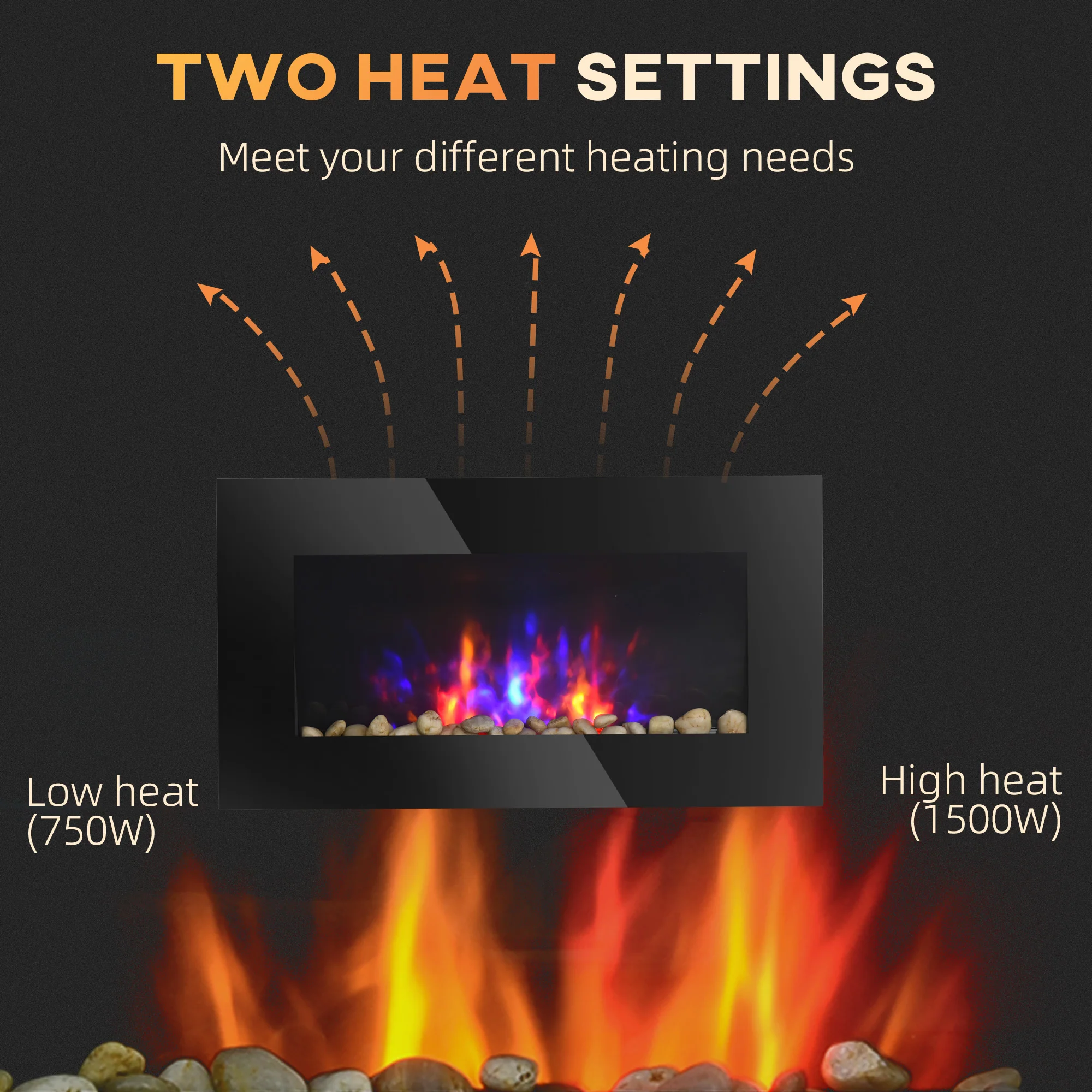 Recessed Fireplace Heater with Realistic LED Flames and Overheat Protection - Image 7