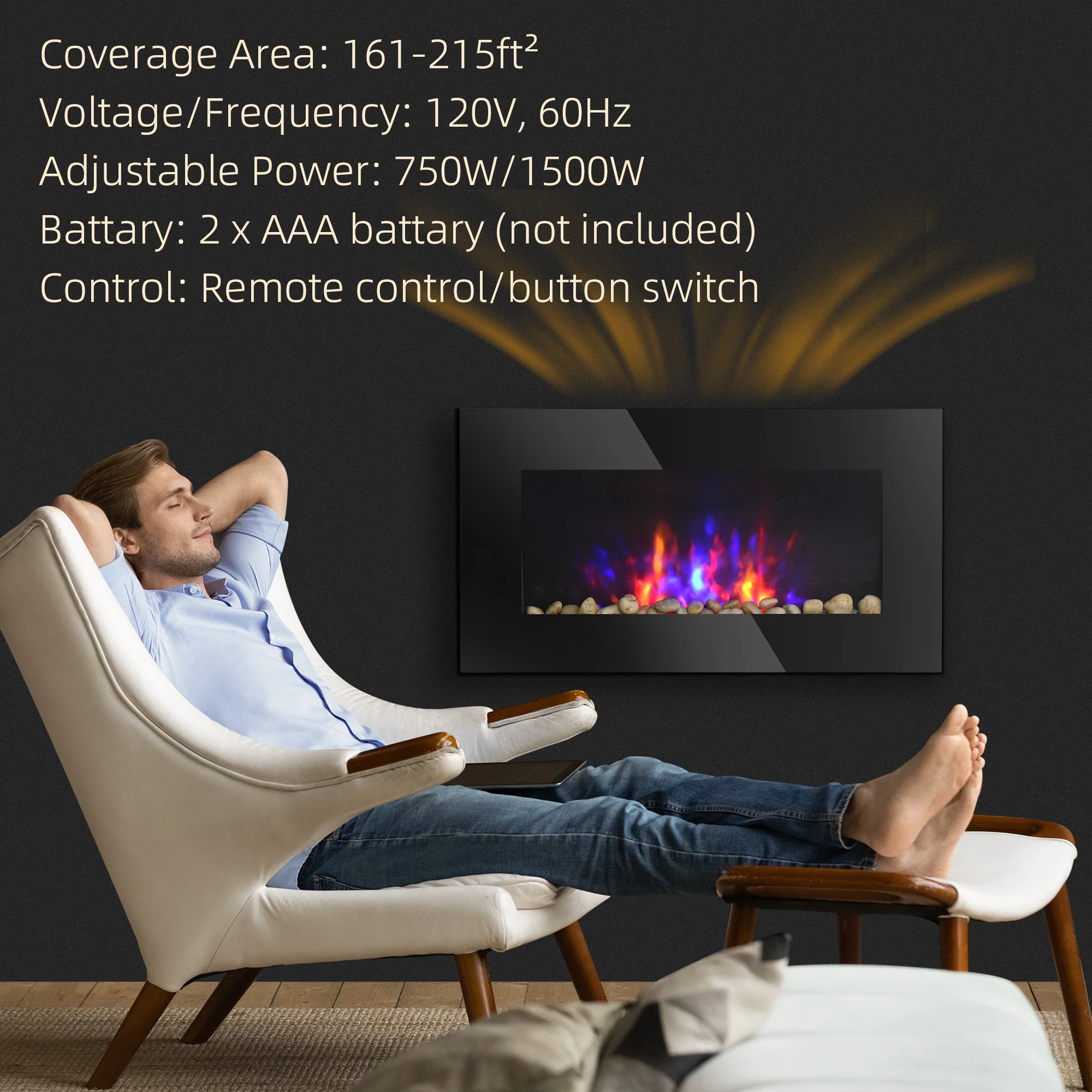 Recessed Fireplace Heater with Realistic LED Flames and Overheat Protection - Image 8